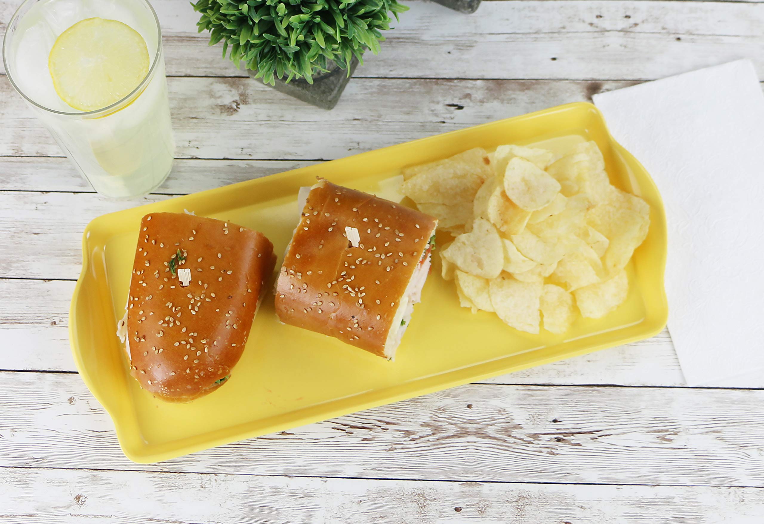 Calypso Basics Melamine Plastic Tidbit Bpa-Free, Food Safe, Multipurpose Platter Serving Tray, Bathroom/Table Organizer, Lemon