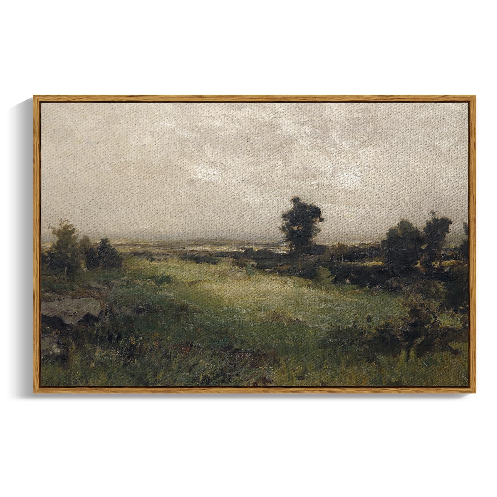 Insimsea Framed Vintage Landscape Canvas Wall Art | Wild Field Oil Painting Prints | Cottagecore Bedroom Bathroom Office Decor 2