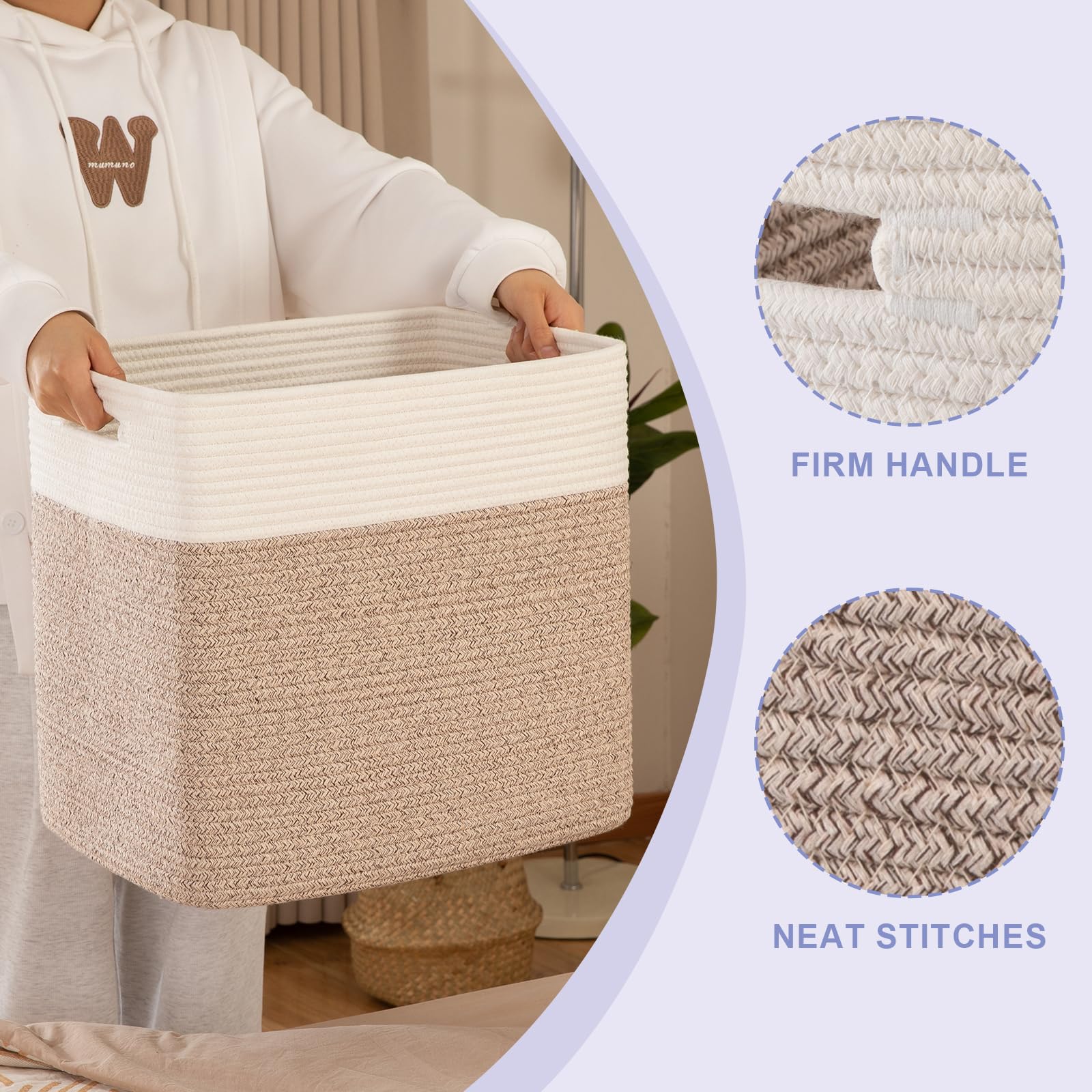 Oiahomy Storage Baskets For Shelf, Toy Storage Basket, Large Collapsible Storage Bins, Blanket Basket Living Room, Closet Storag