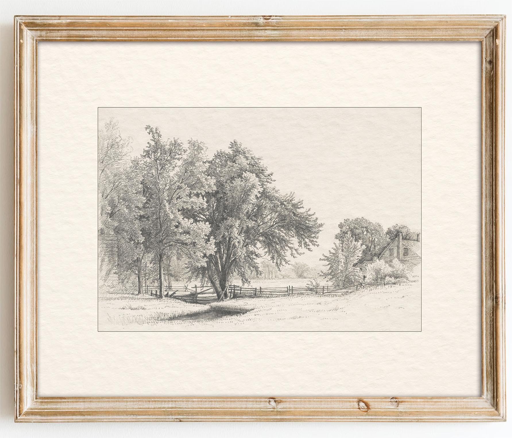 Kizbok Vintage Wall Art Decor Neutral Landscape Sketches Canvas Prints Vintage Landscape Oil Painting Art Pictures For Bedroom,