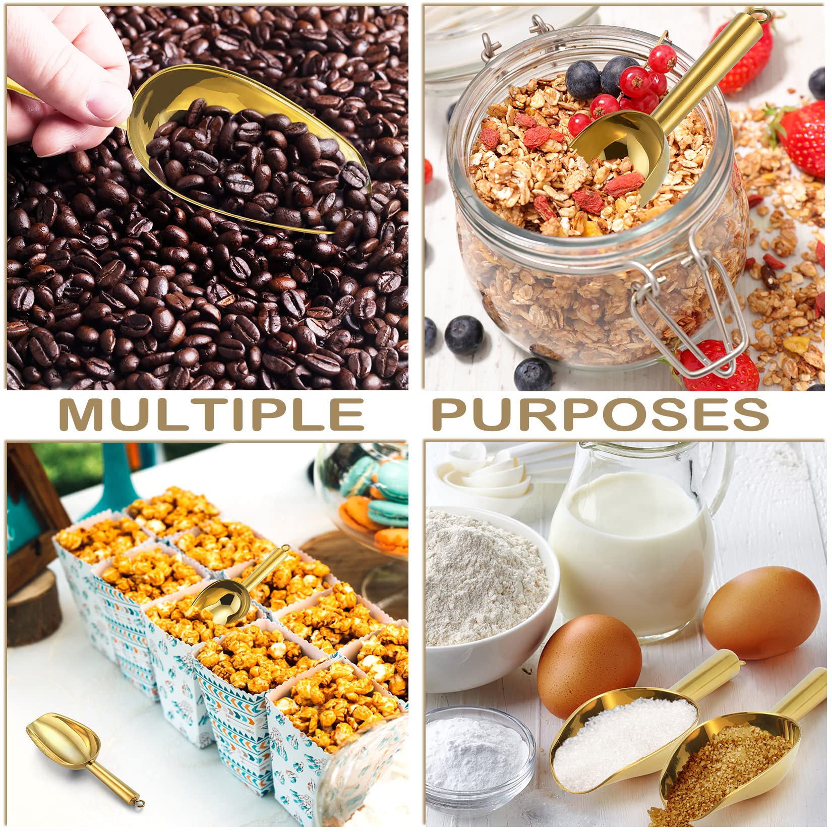 3Oz Mini Scoop Set Of 4, P&P Chef Stainless Steel Candy Sweet Ice Cube Scoop For Home Bar Buffet Wedding Canisters, Easy Clean &