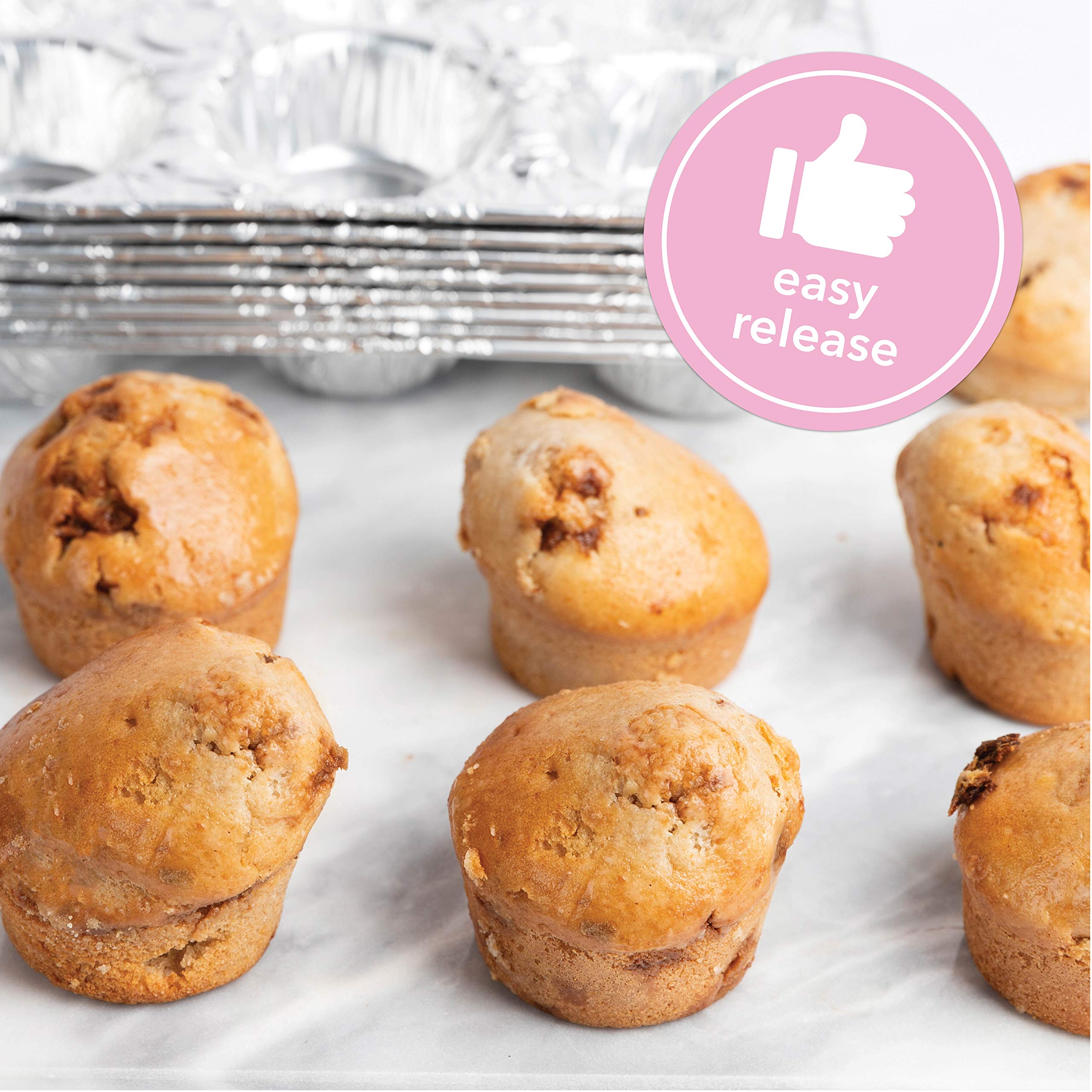 Plasticpro Aluminum Foil Muffin Pans Reusable And Disposable, Holds 6 Cupcakes / Muffin & Pie Foil Pan Pack Of 20