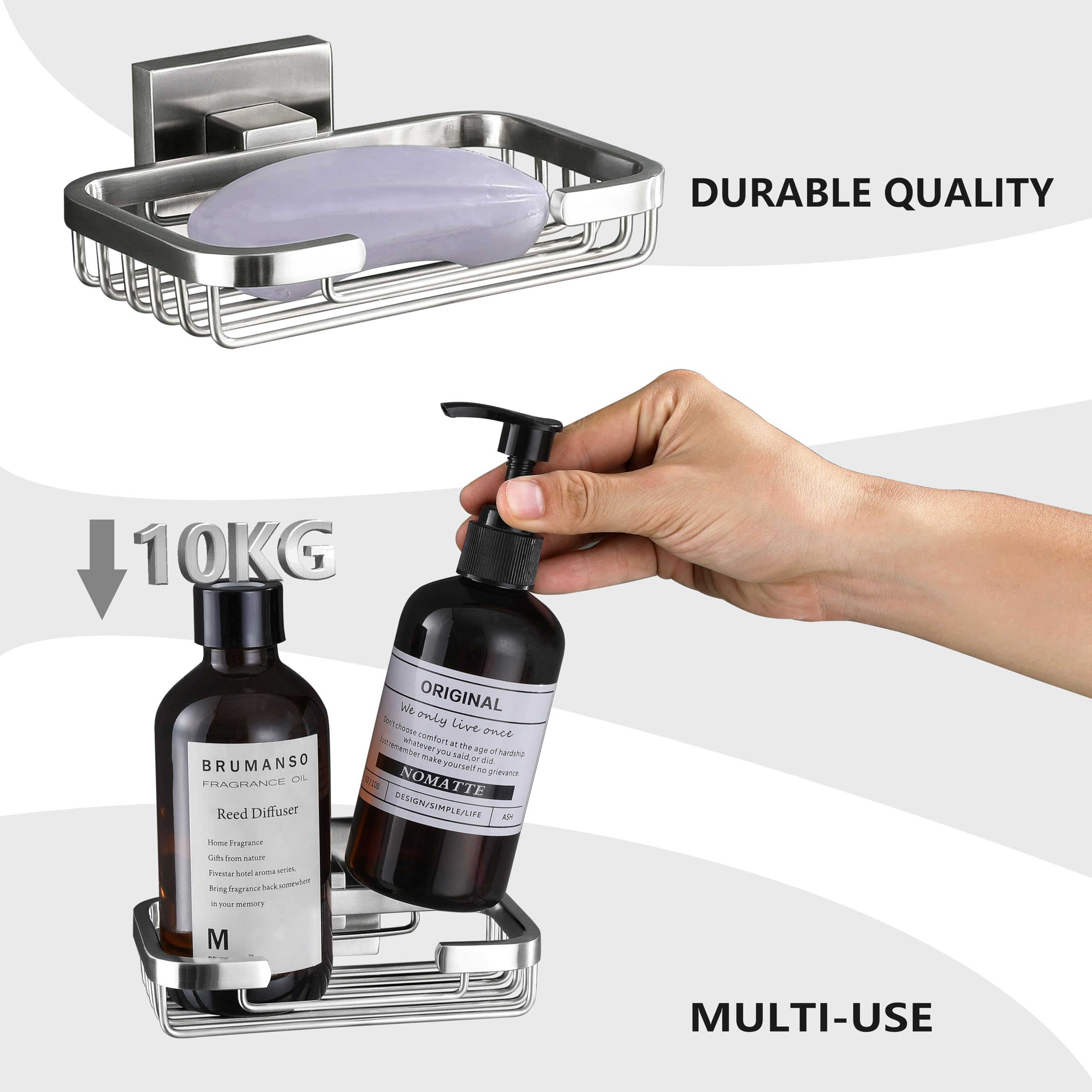 Seido Soap Dish For Shower Wall, 304 Stainless Steel Soap Dish, Wall Mounted Soap Dish Bathroom & Kitchen Dish Soap Tray Shower