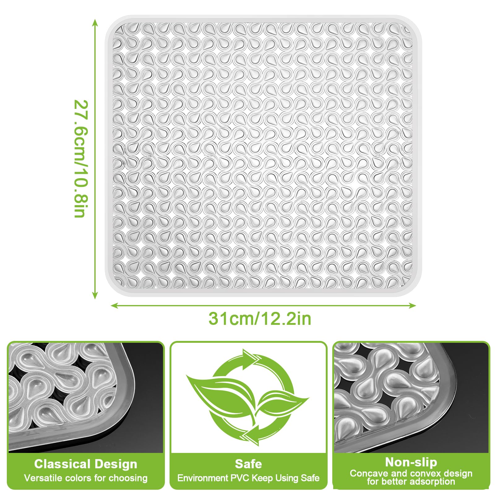 2 Pack Kitchen Sink Mat Plastic Sink Protect Mat Pvc Eco-Friendly Kitchen Adjustable Stainless Steel/Porcelain Dish Drying Pad S