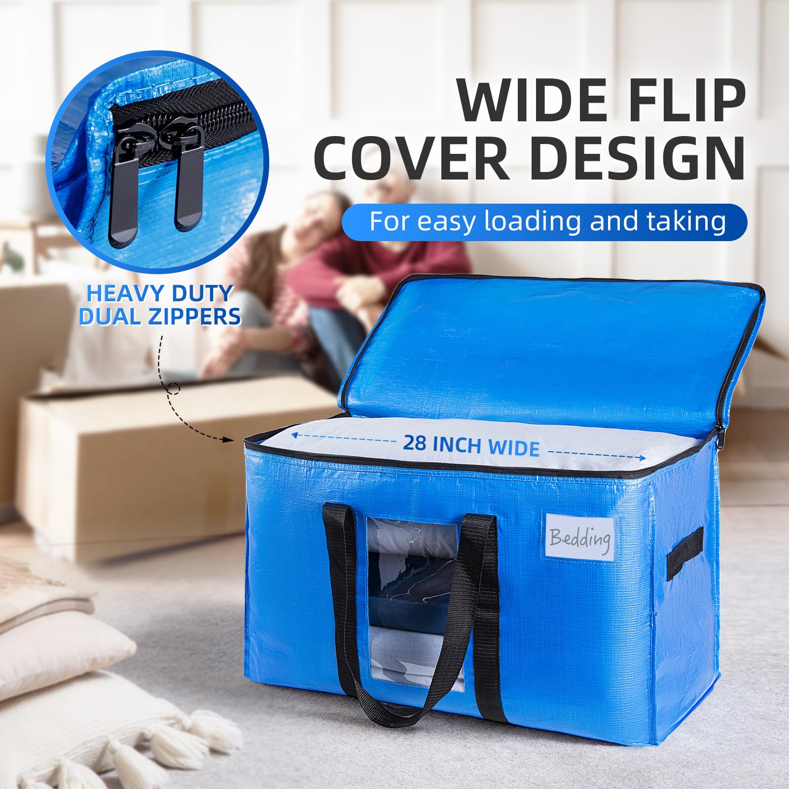 Taili Extra Large Moving Bags, 8 Pack Heavy Duty Totes For Storage With Visible Window, Wrap Around Handles, Storage Bags For Sp