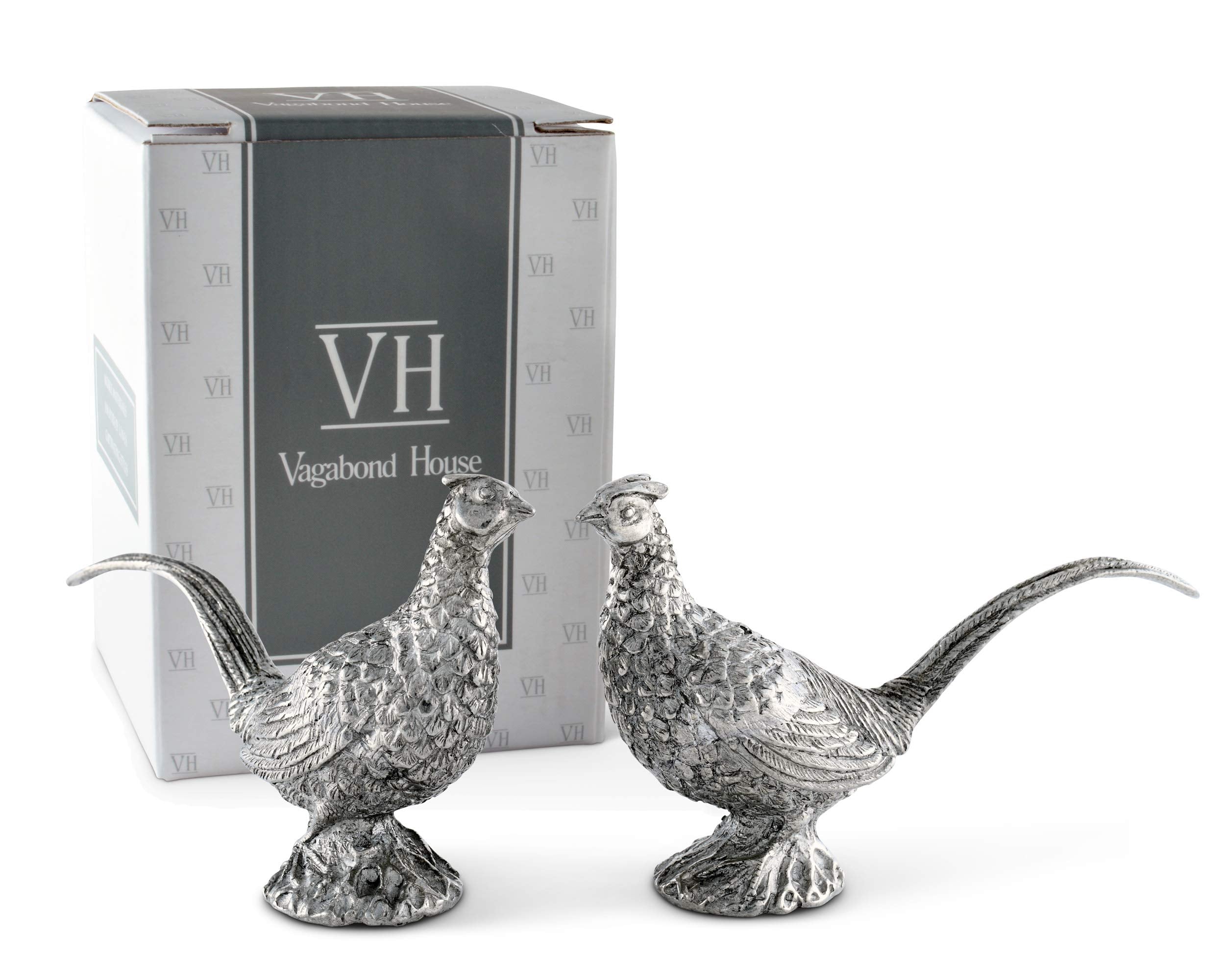 Vagabond House Pewter Pheasants Salt And Pepper Shaker Set Woodland Table D  Cor S/P Shaker 2 Inch Tall