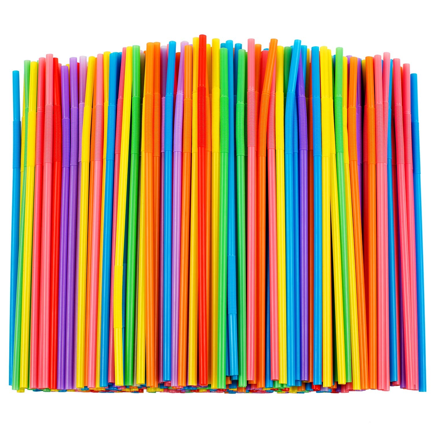 300 Pcs Colorful Flexible Plastic Straws, Bpa-Free Disposable Bendy Straws, 10.2'' Long And 0.23'' Diameter