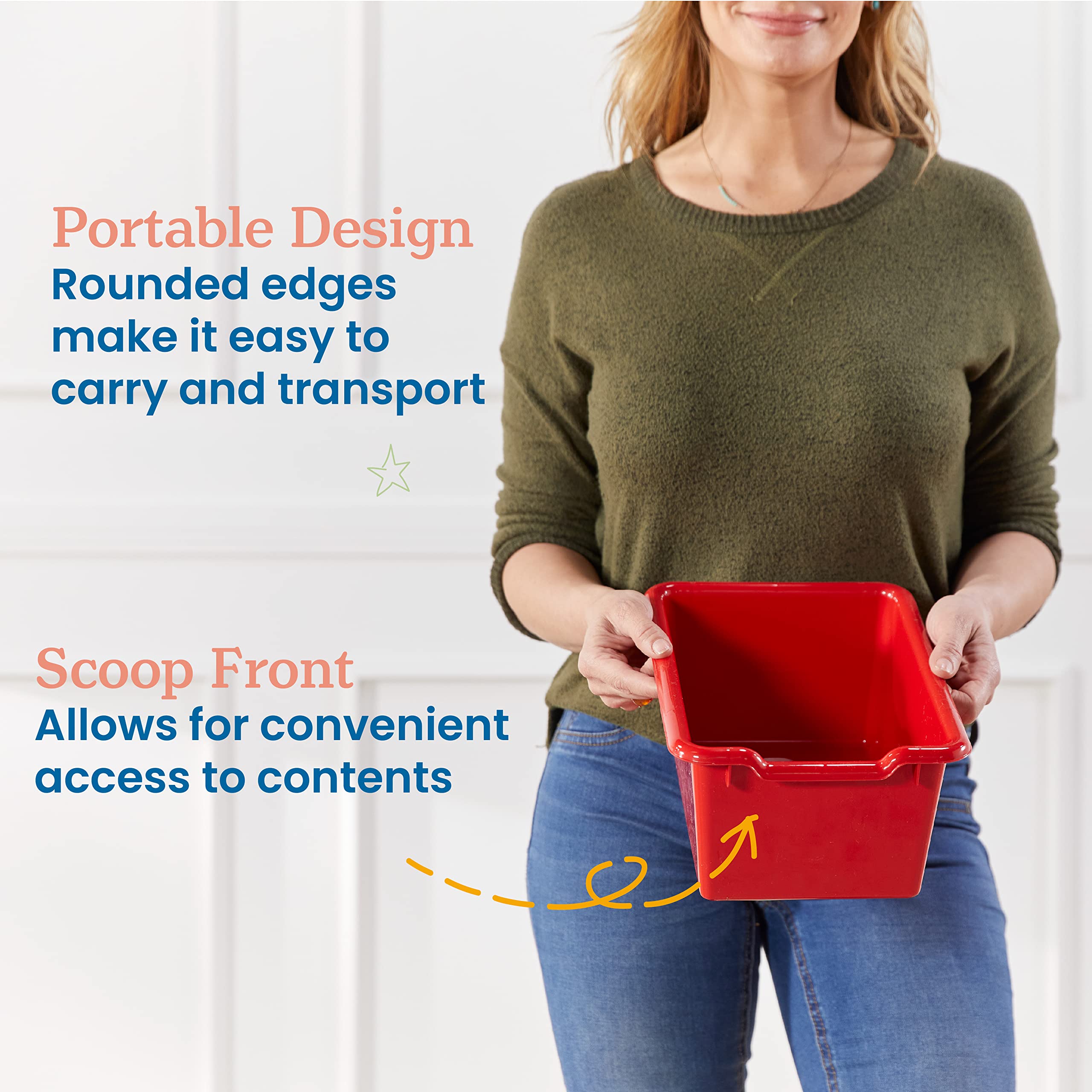 Ecr4Kids Scoop Front Storage Bin, Multipurpose Organization, Assorted, 20-Piece