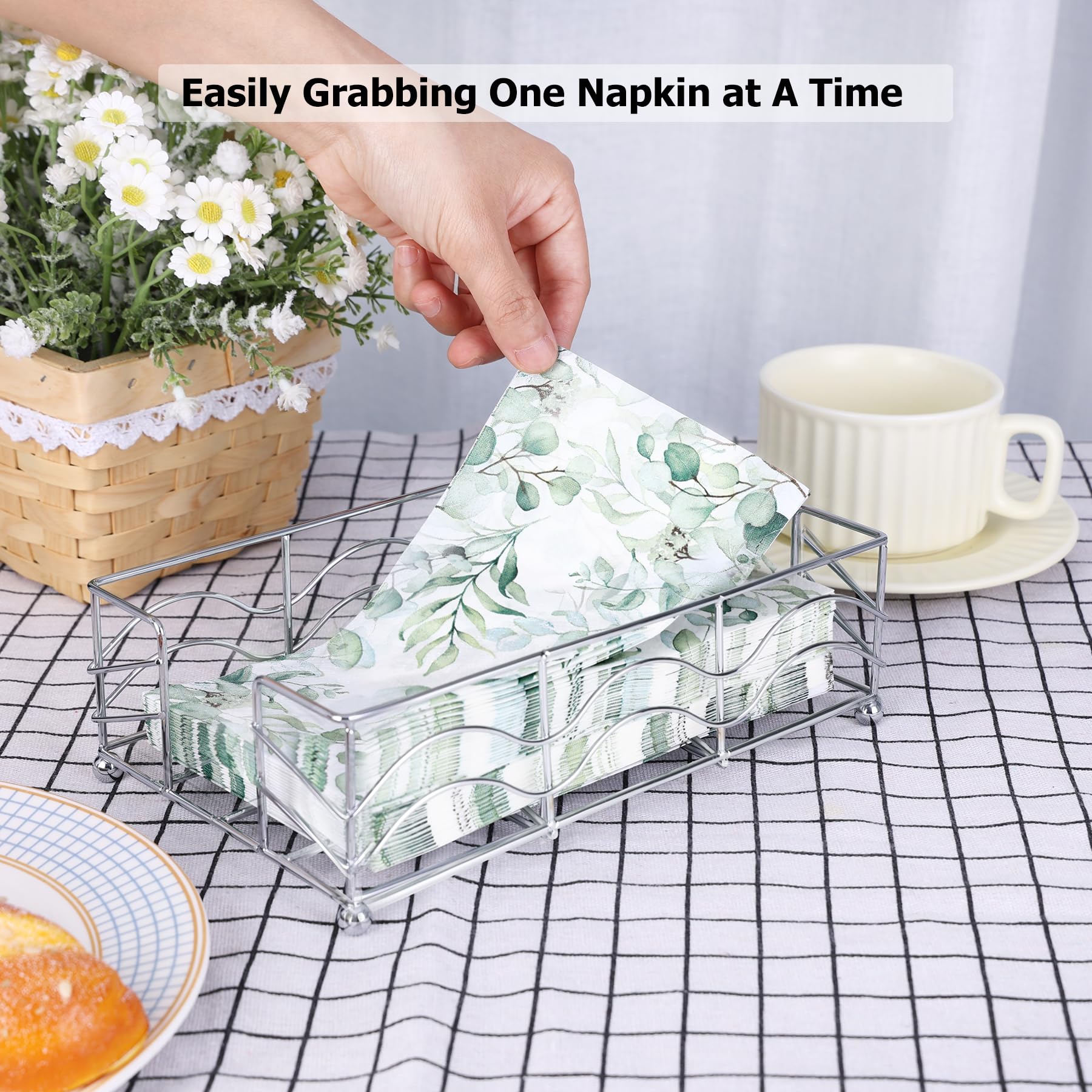 Ebristar Bathroom Napkin Holder, Modern Stainless Steel Flat Guest Towel Napkin Holder, Rectangle Metal Disposable Napkin Holder