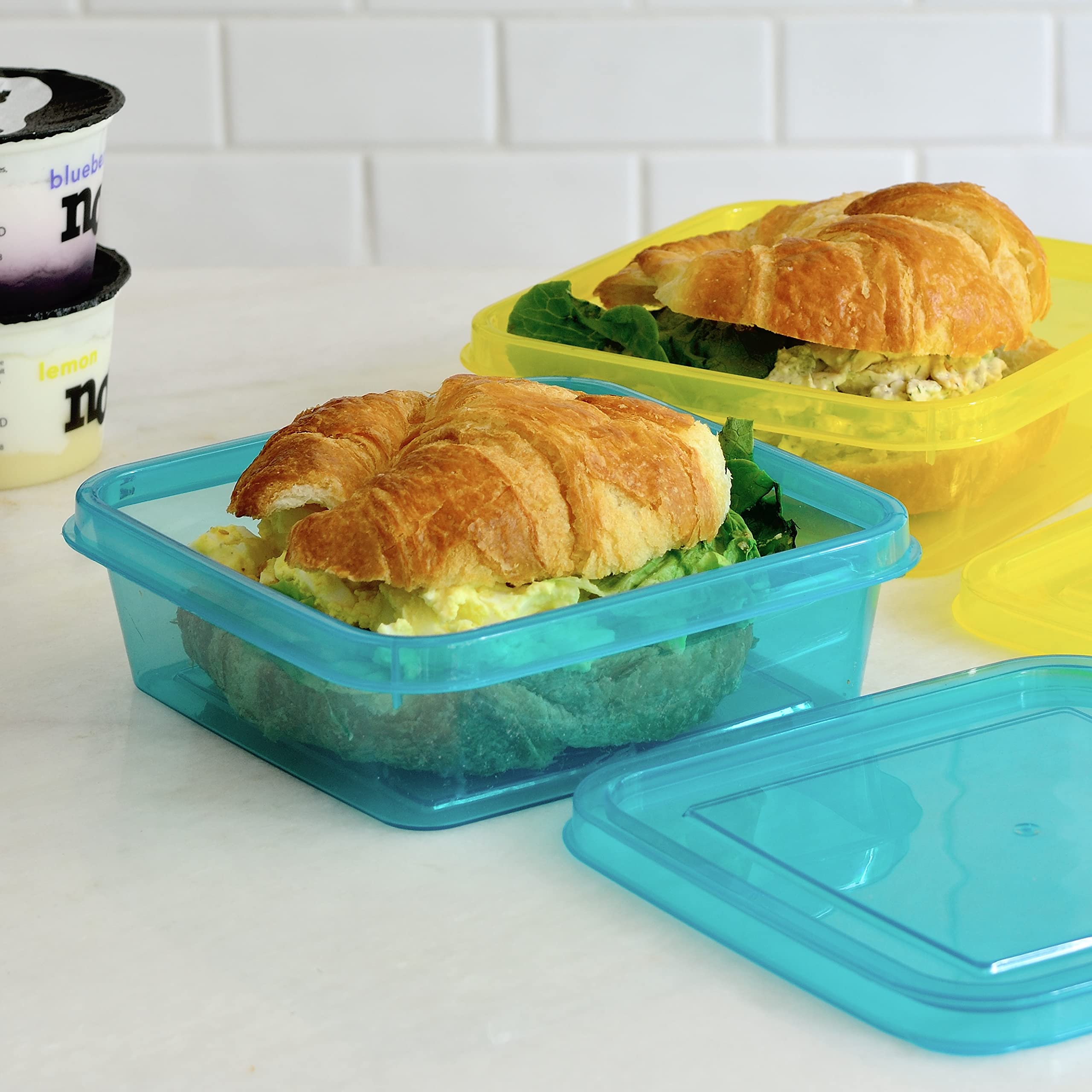 Youngever 3 Pack 20 Ounce Sandwich Containers For Lunch Box, Reusable Food Storage Containers, Meal Prep Containers, Single Sand