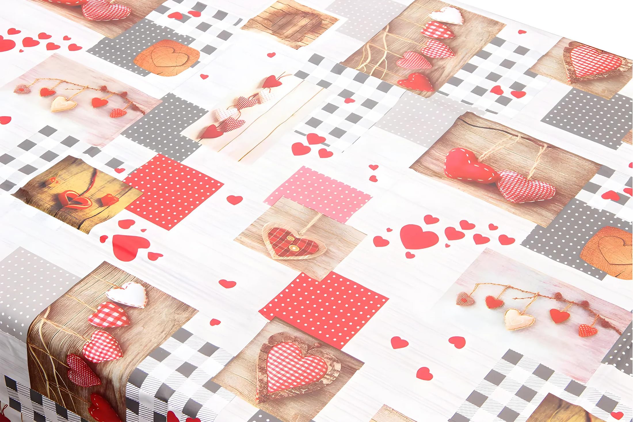 Kuber Industries Checkered Pvc 6 Seater Dining Table Cover - Cream