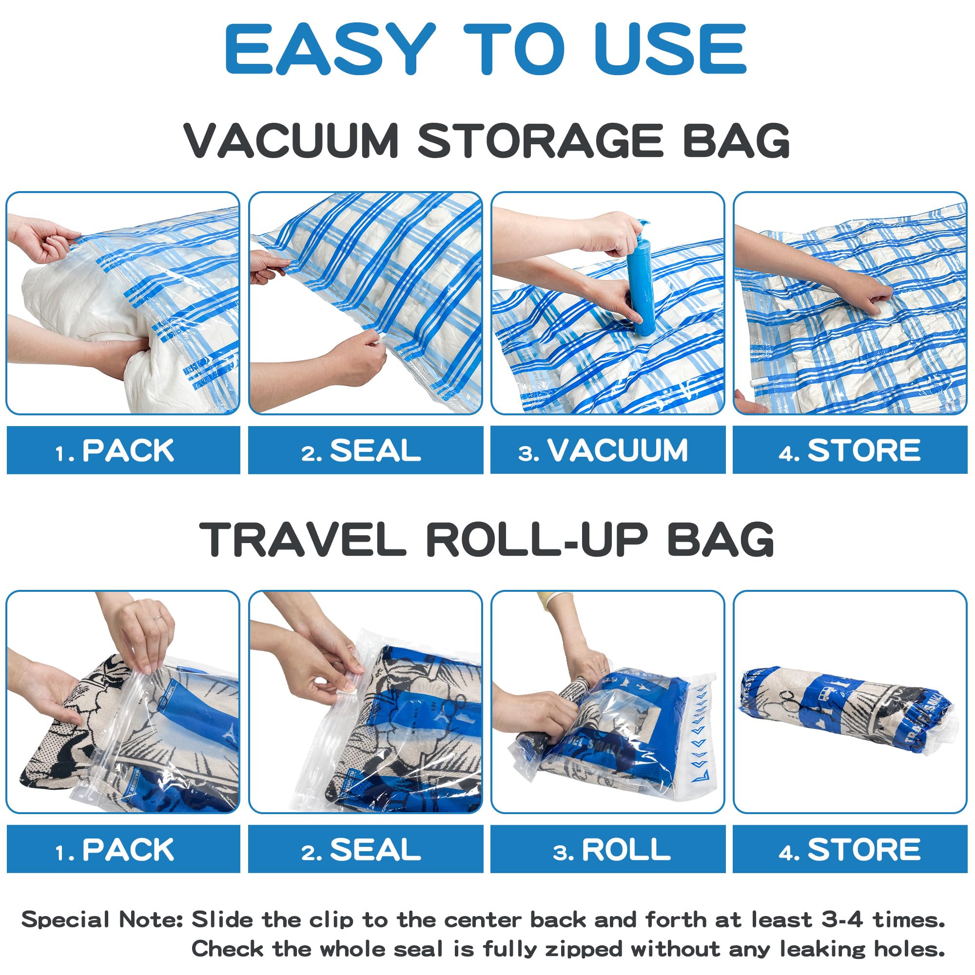 Storage Master Vacuum Storage Bags For Clothes, 35 Airtight Vacuum Seal Space Saver Bags For Clothing Blankets And Comforters (3