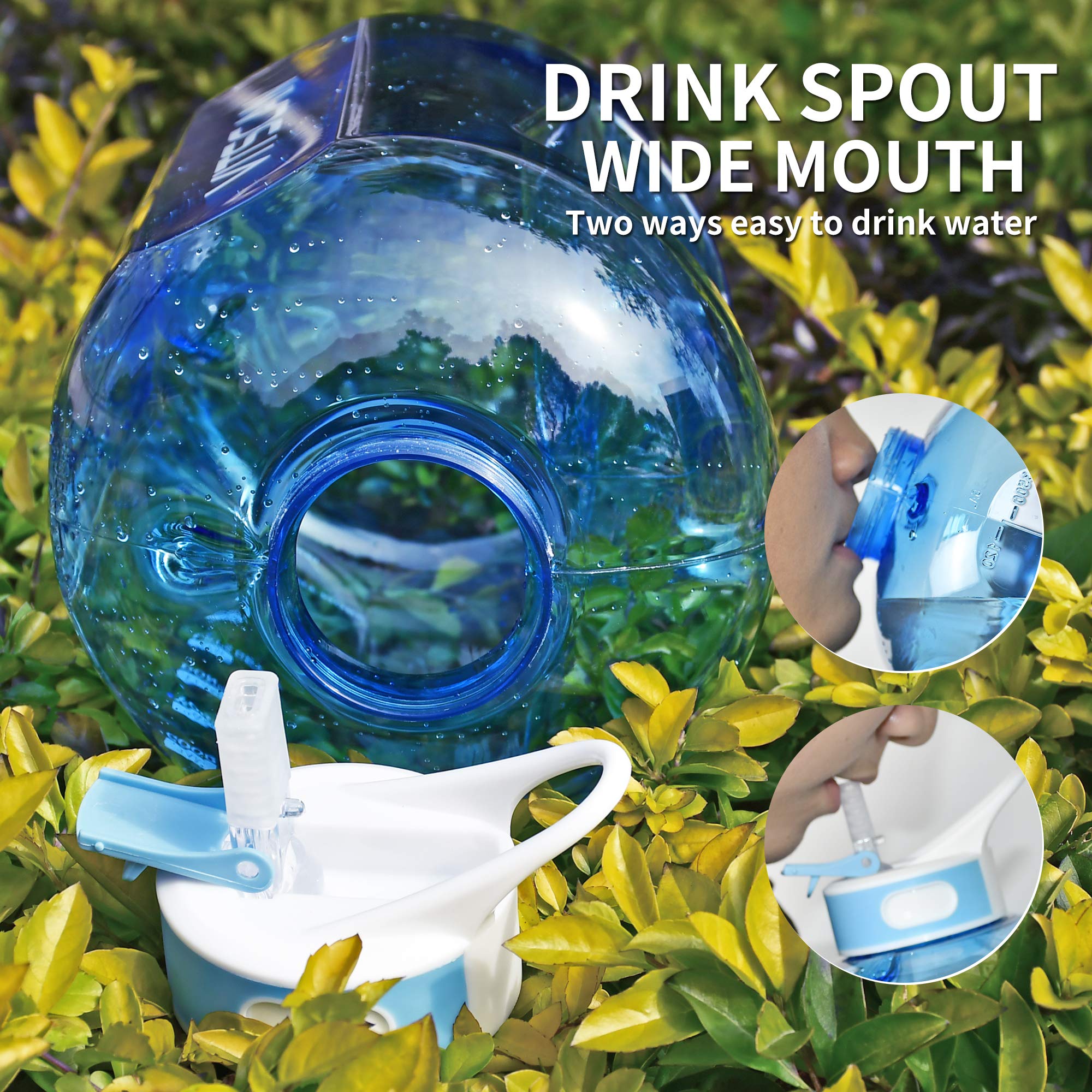 128OZ/1 Gallon Water Bottle with Straw Motivational Water Bottle with Time Marker  Large Water Bottle 128 Oz Water Bottle  Big Water Jug for Sports Water Bottles  Two Handles BPA Free (Blue)