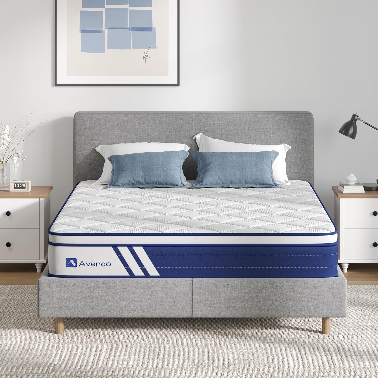 Avenco King Size Mattress  12 Inch Hybrid King Mattress in a Box with Memory Foam  Individual Pocket Coils for Pressure Relief and Motion Isolation  Medium Firm King Mattresses