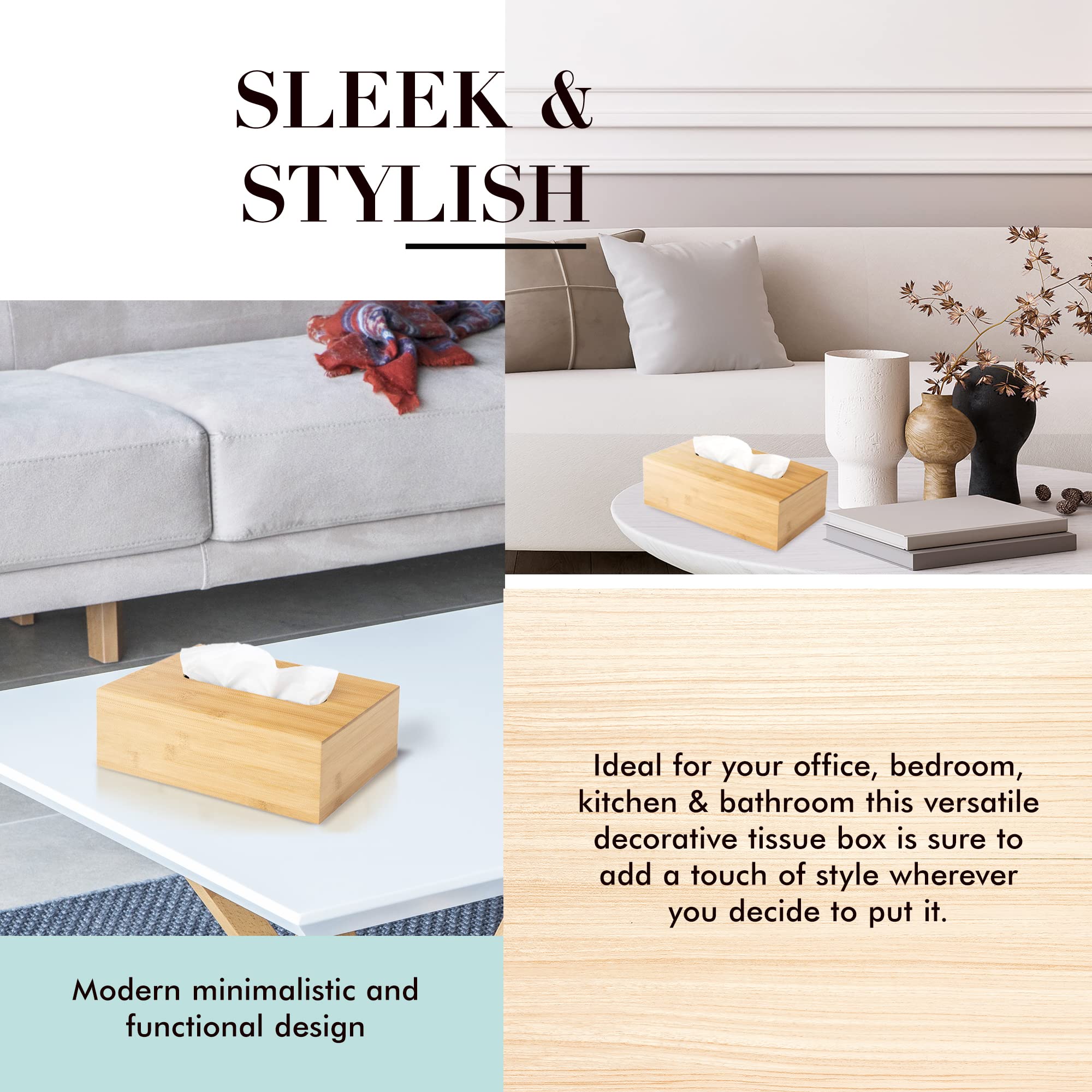 Jusk Design Tissue Box Holder - Modern, Minimalist, And Durable Wooden Tissue Box With Sliding Bottom, Easy-Refill- Premium-Qual