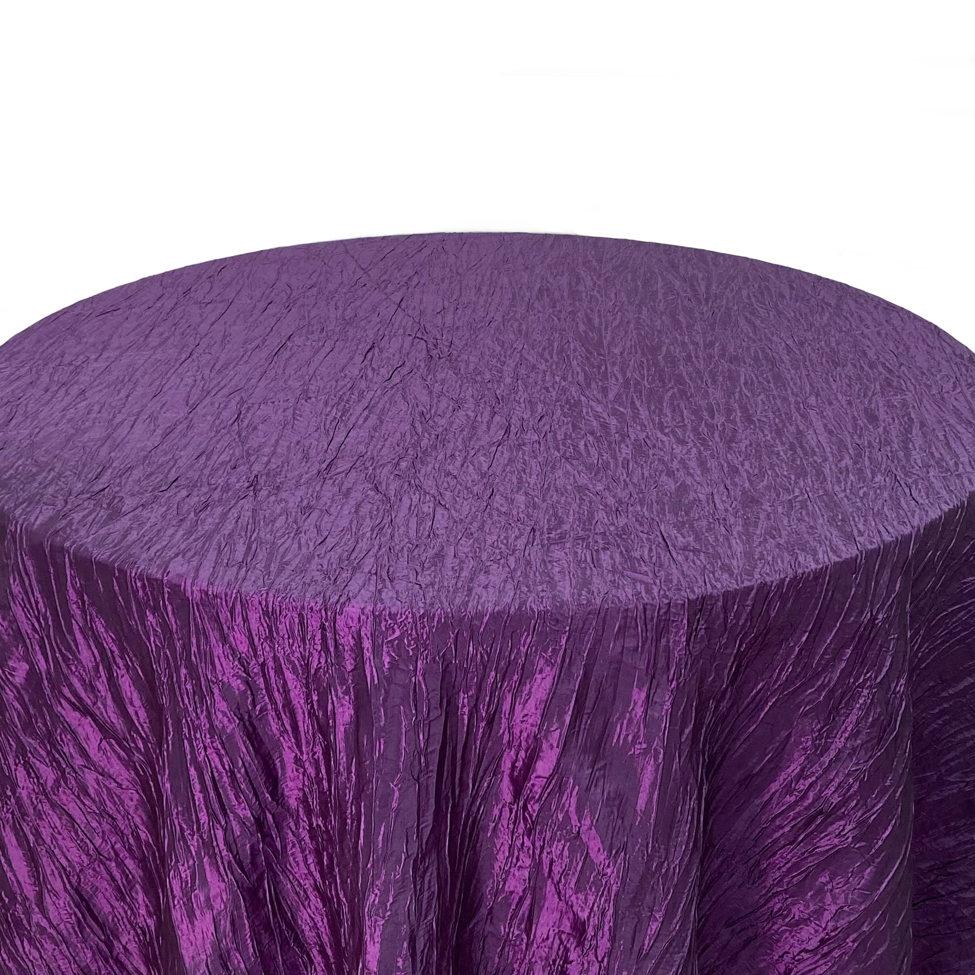 Your Chair Covers - 132 Inch Round Crinkle Taffeta Tablecloth - Purple  Crushed Shiny Dining Table Cloth for Wedding Party Birthday Baby Bridal Shower