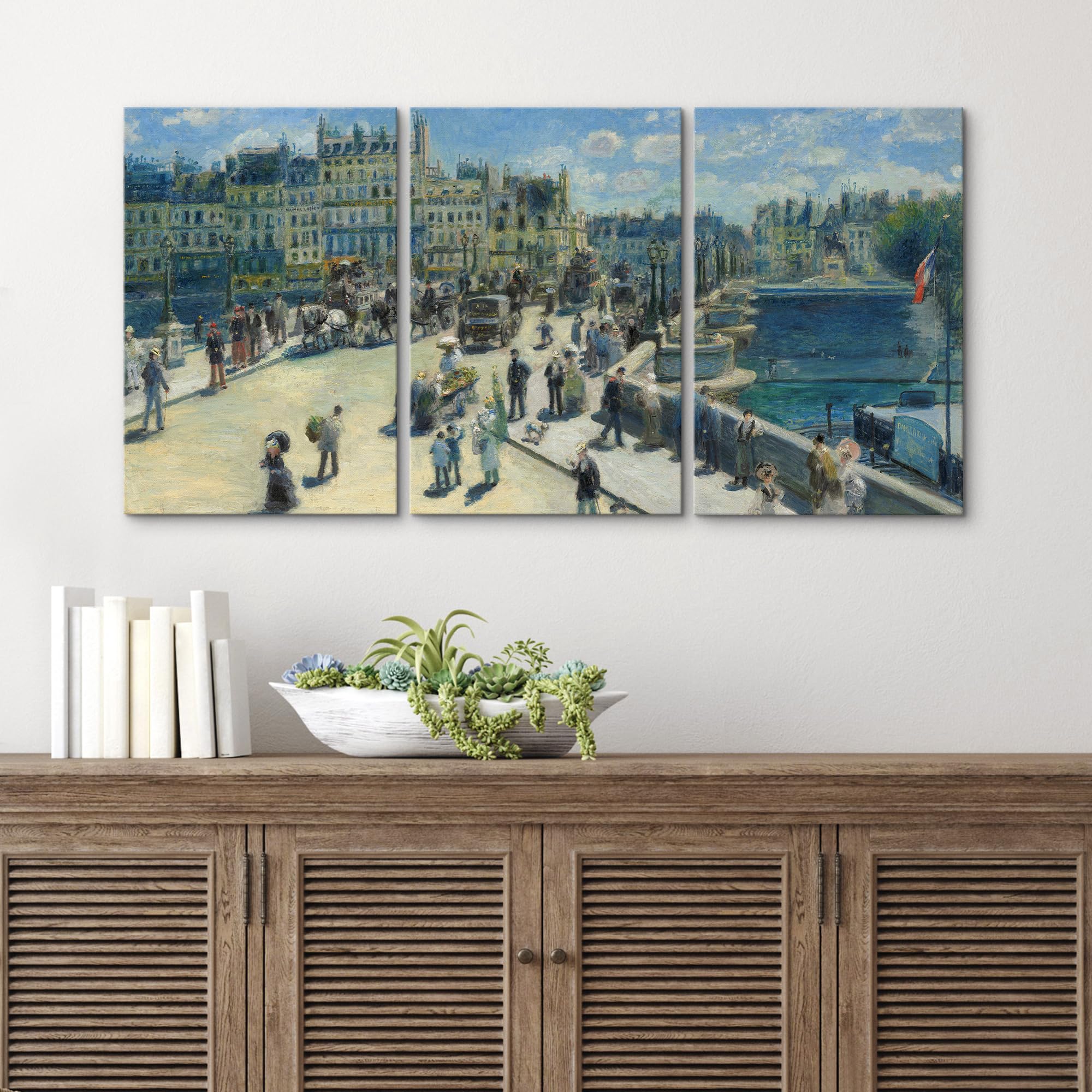 Wall26 Framed Wall Art Print Set Pont Neuf, Paris By Pierre Auguste Renoir Historic Cultural Illustrations Fine Art Chic Scenic