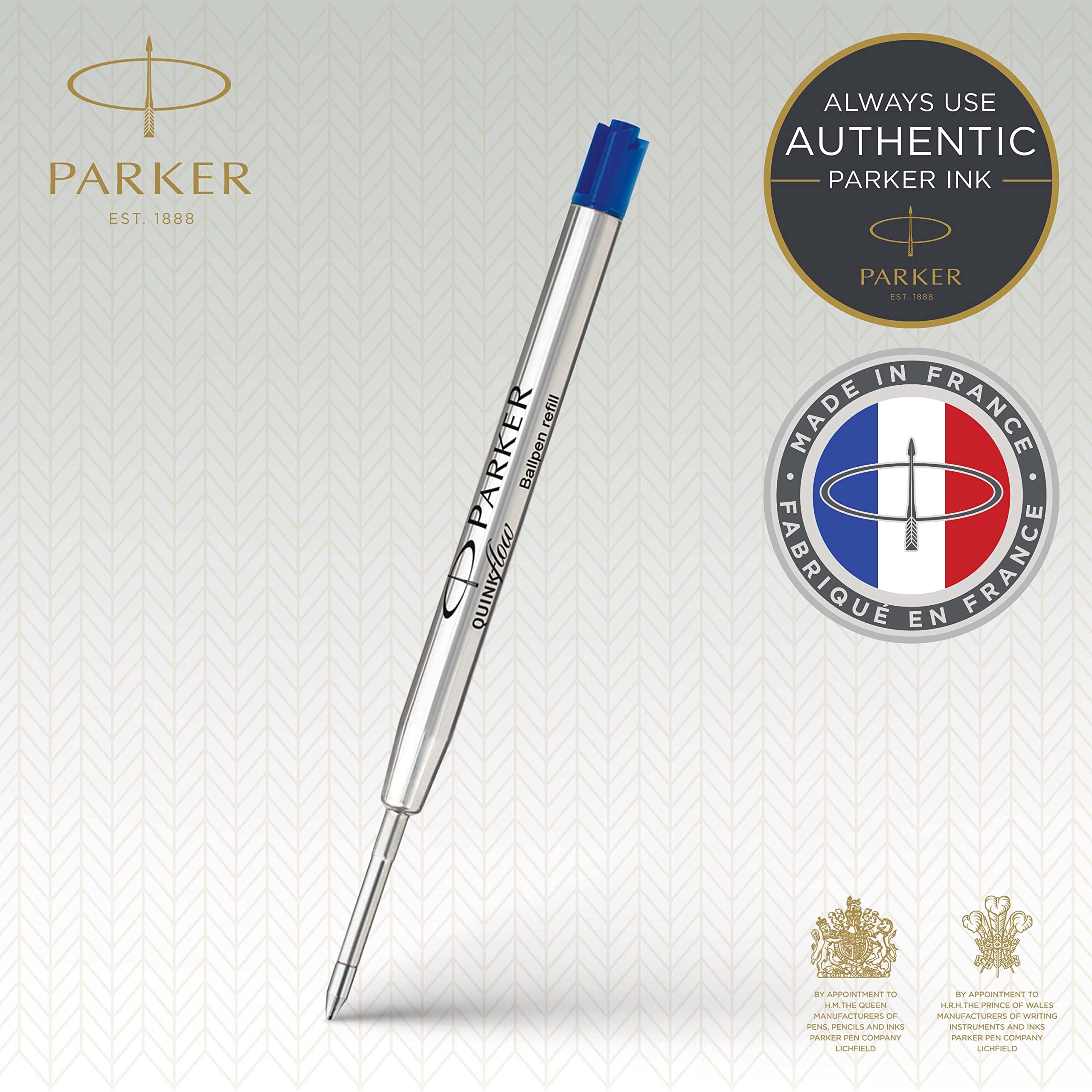 Parker Quink Long Fountain Pen Ink Refill Cartridges, Blue