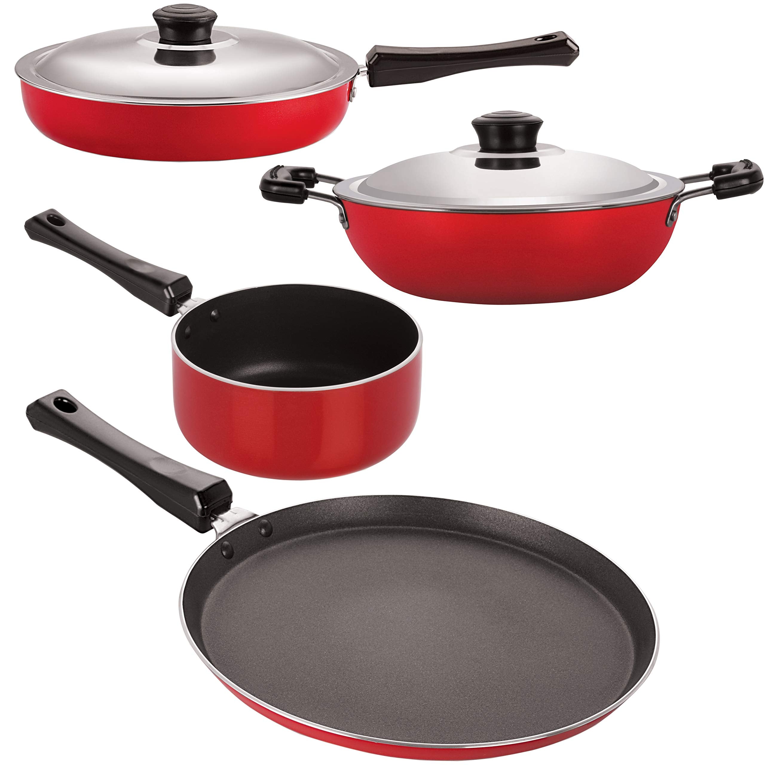 Nirlon 3 Layer NonStick Coated Aluminium 4 Piece Kitchen Cooking Essential With Bakelite Handle
