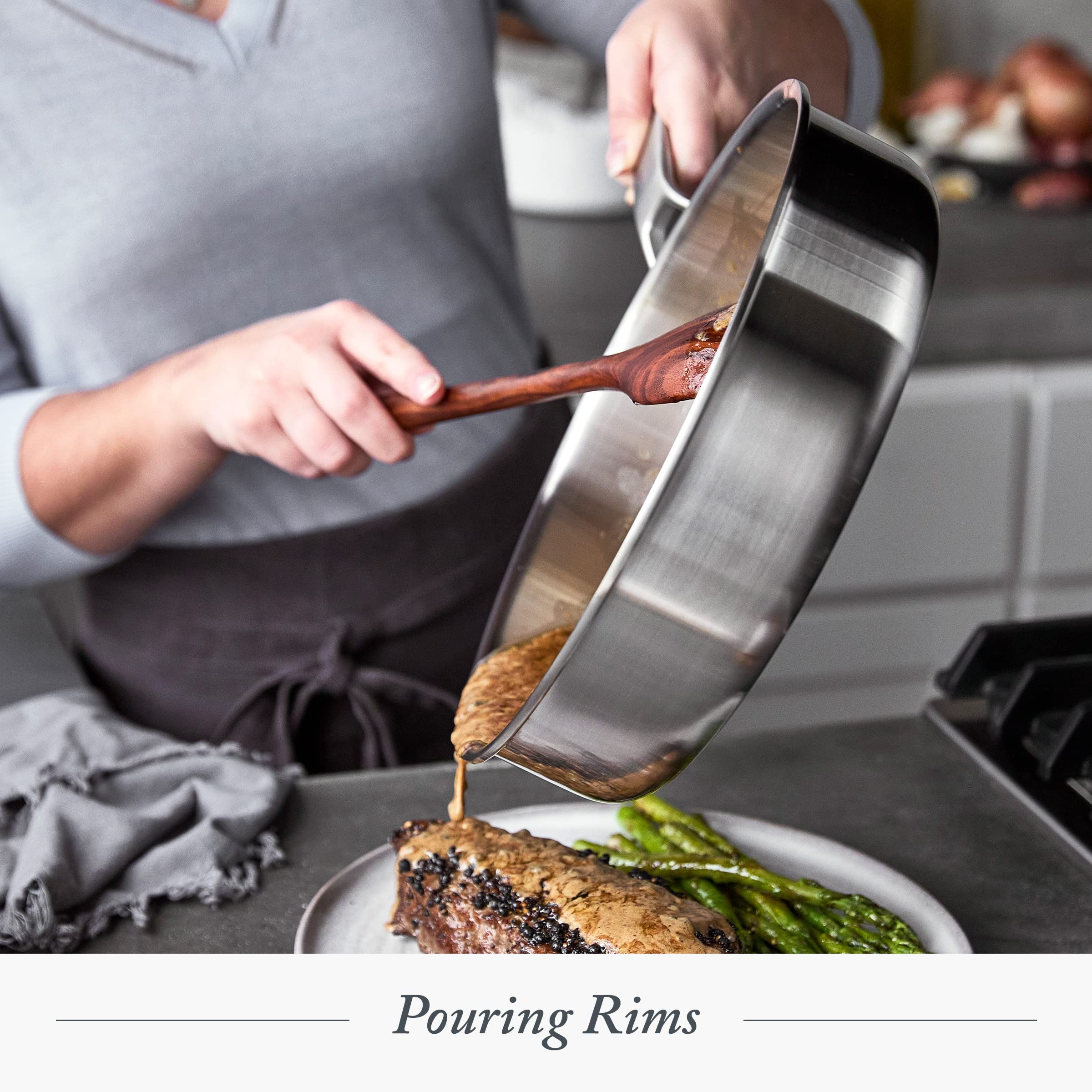 Merten & Storck Tri-Ply Stainless Steel 10A and 12A Frying Pan Skillet Set  Professional cooking  Multi clad  Heats Evenly  Drip-Free Pouring Edges  Browning  Induction  Durable Oven & Dishwasher Safe