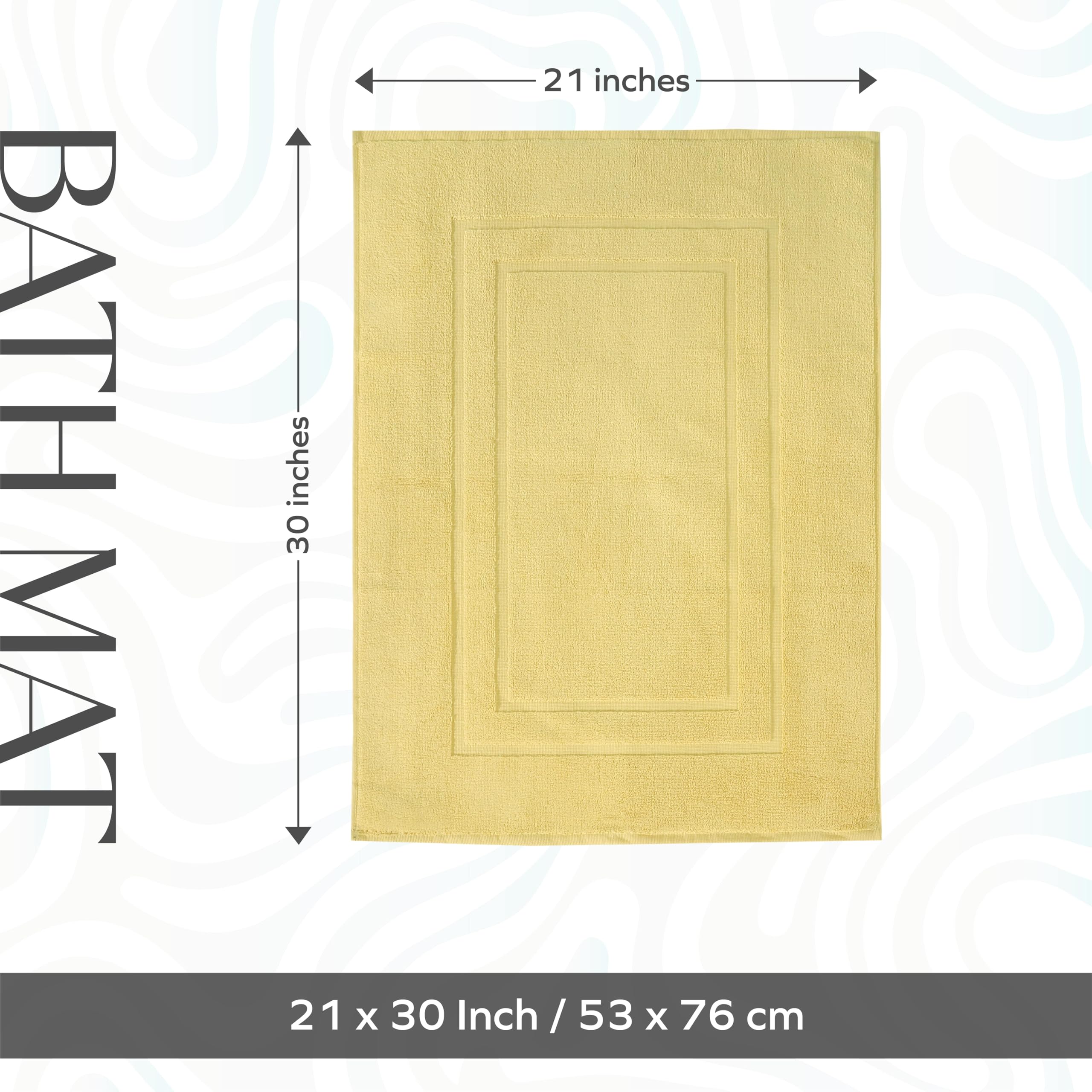 Feather & Stitch 100% Cotton Terry Bath Mats, 2 Piece Towel Like Bath Mats (30X21 Inch) Bathroom Shower Step Out Tub Floor Mats