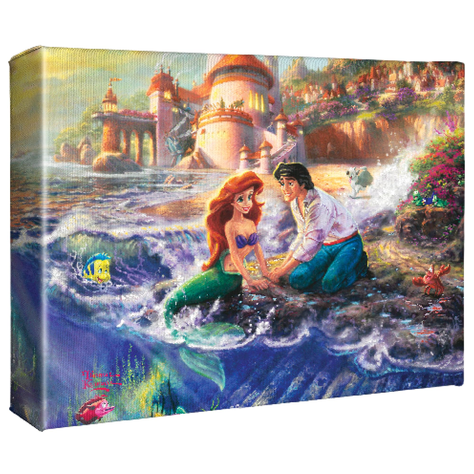 Thomas Kinkade Disney The Little Mermaid 8'' X 10'' Gallery Wrapped Canvas Art | Frameless Room Wall Art | Certificate Of Authen