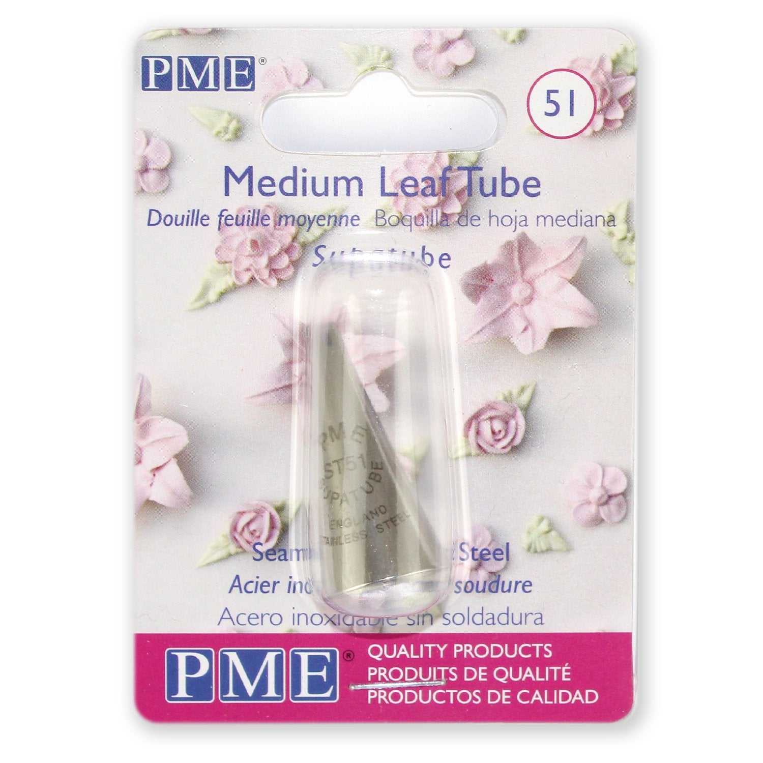 Pme Stainless Steel Medium Leaf Supatube Decorating Tip # 51, Silver, Standard