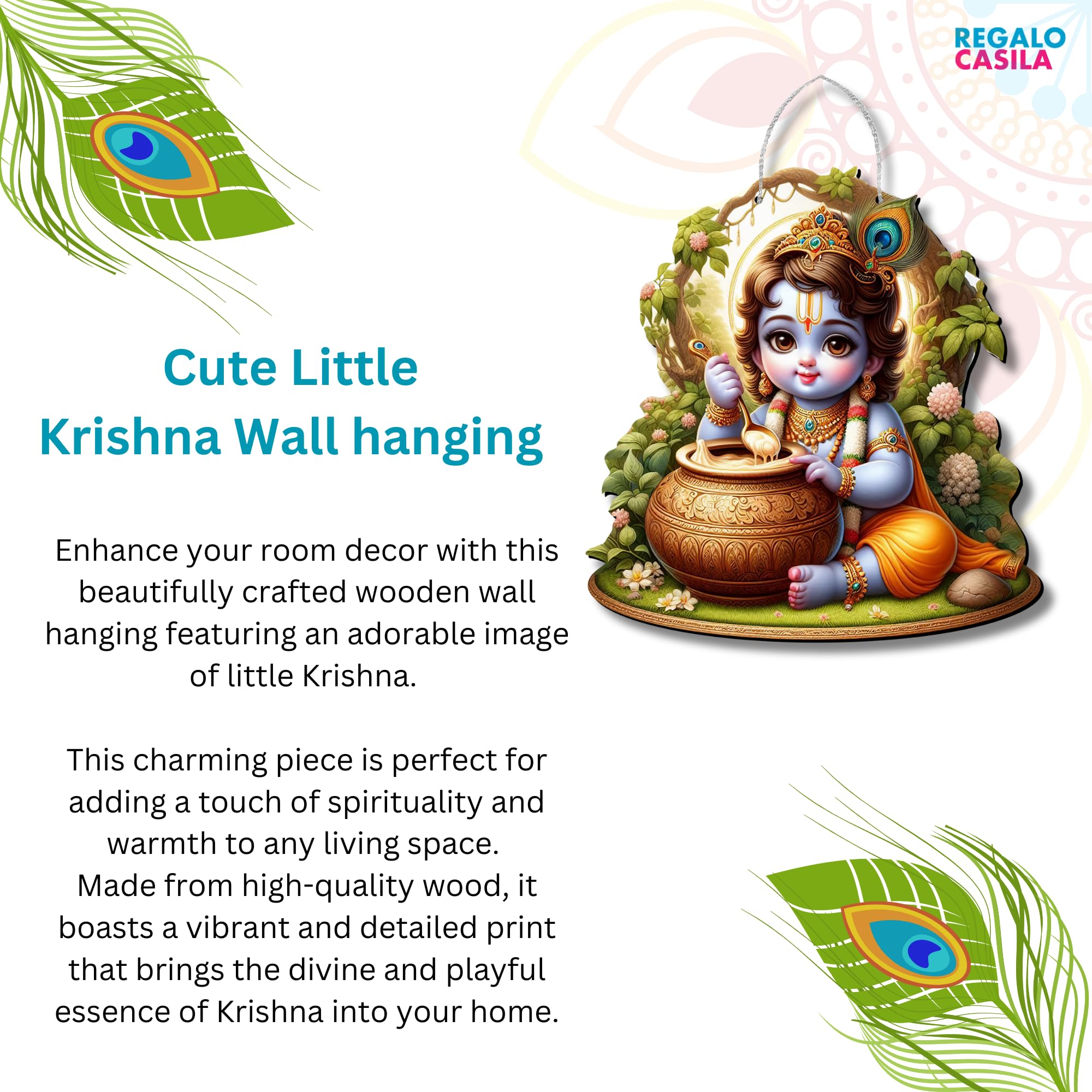 Regalocasila Cute Krishna Photos For Pregnant Womens For Wall Bal Krishna Wall Hanging Gift For Pregnant Women Makhanchor Krishn