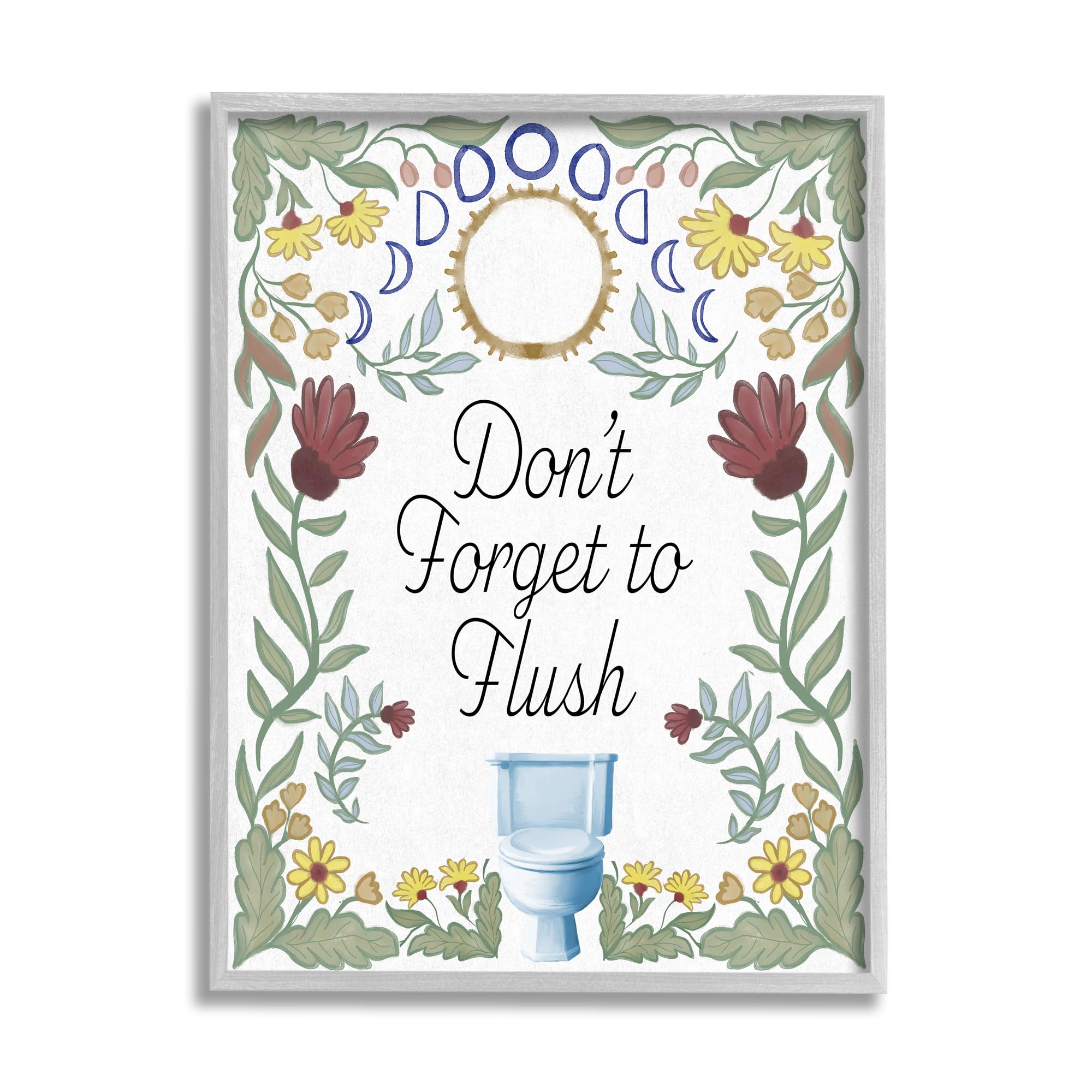 Stupell Industries Floral Bathroom Phrase Gray Framed Giclee Art Design By Elizabeth Medley