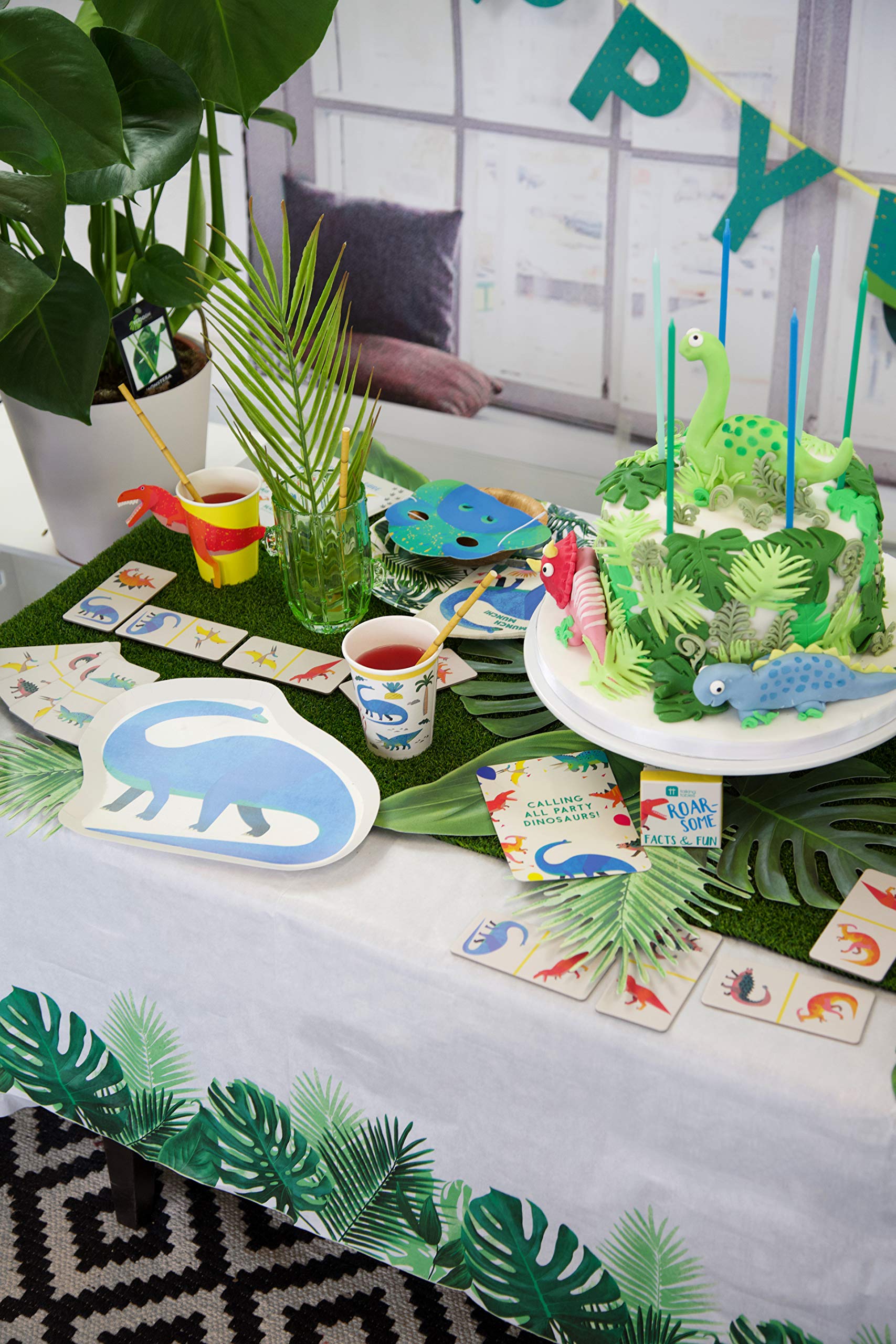 Talking Tables Dinosaur Paper Napkins Serviettes For Girls Or Boys Birthday Party, 13'' X 13'', Mixed Colors, 20Pk