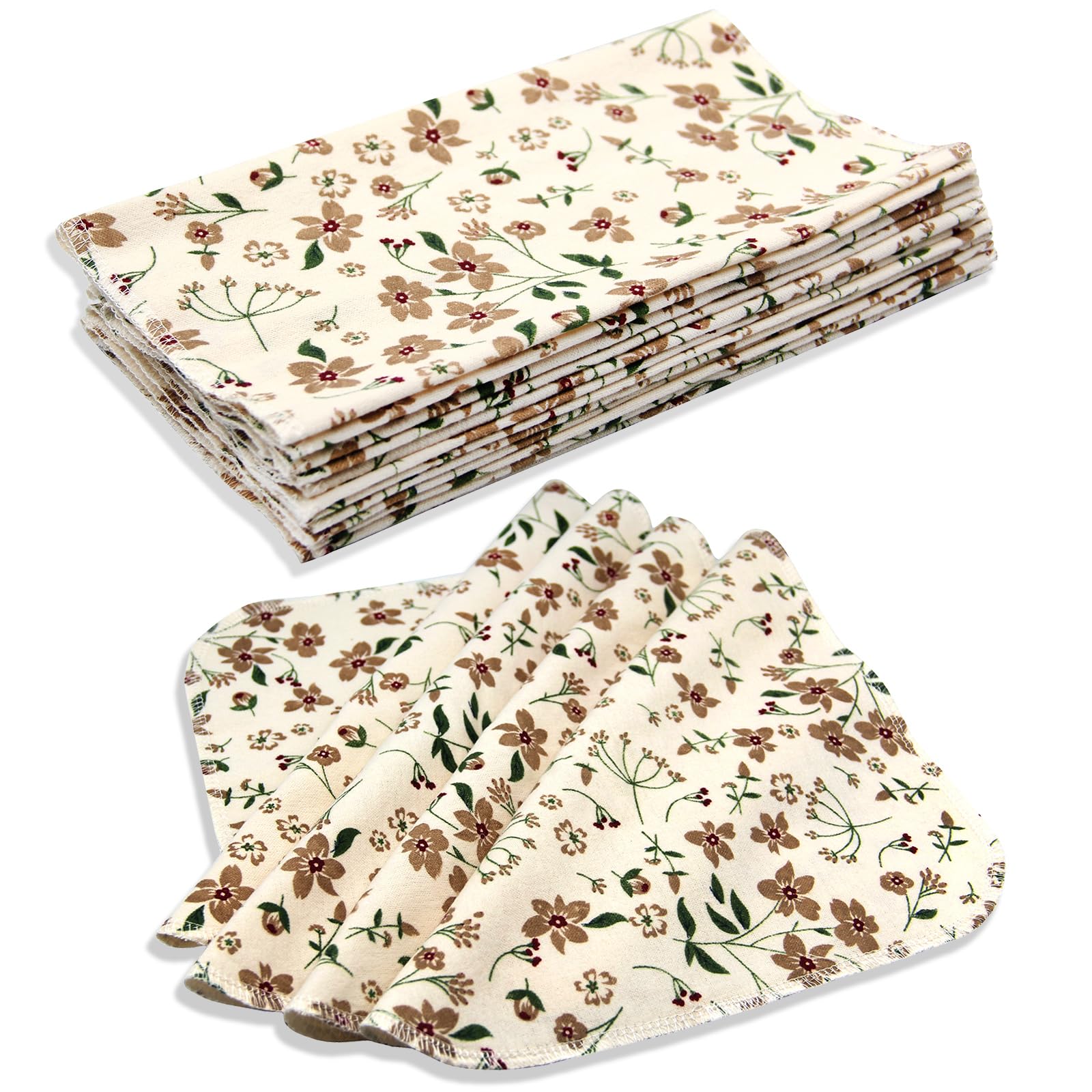 Pinowu Reusable Paper Towels Cotton Cloths (12Pcs), Absorbent Kitchen Dishcloths (10X10 Inch) Washable Paperless Towels Zero Was