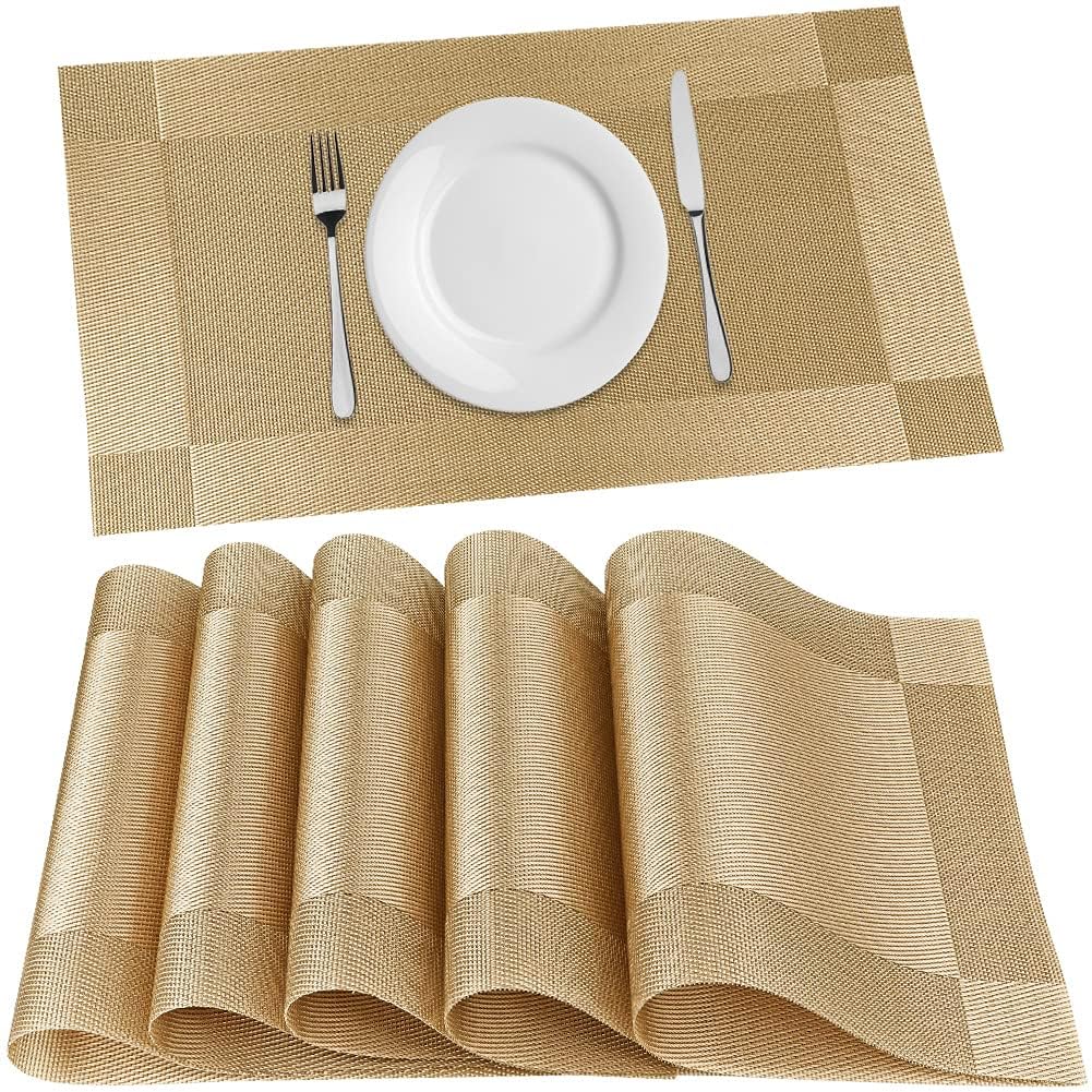 Eco Metrix Placemats Set of 6 Dining Table Place Mats | Placemats Table Mat PVC Material | NonSlip Heat Resistant | Dining Tabl