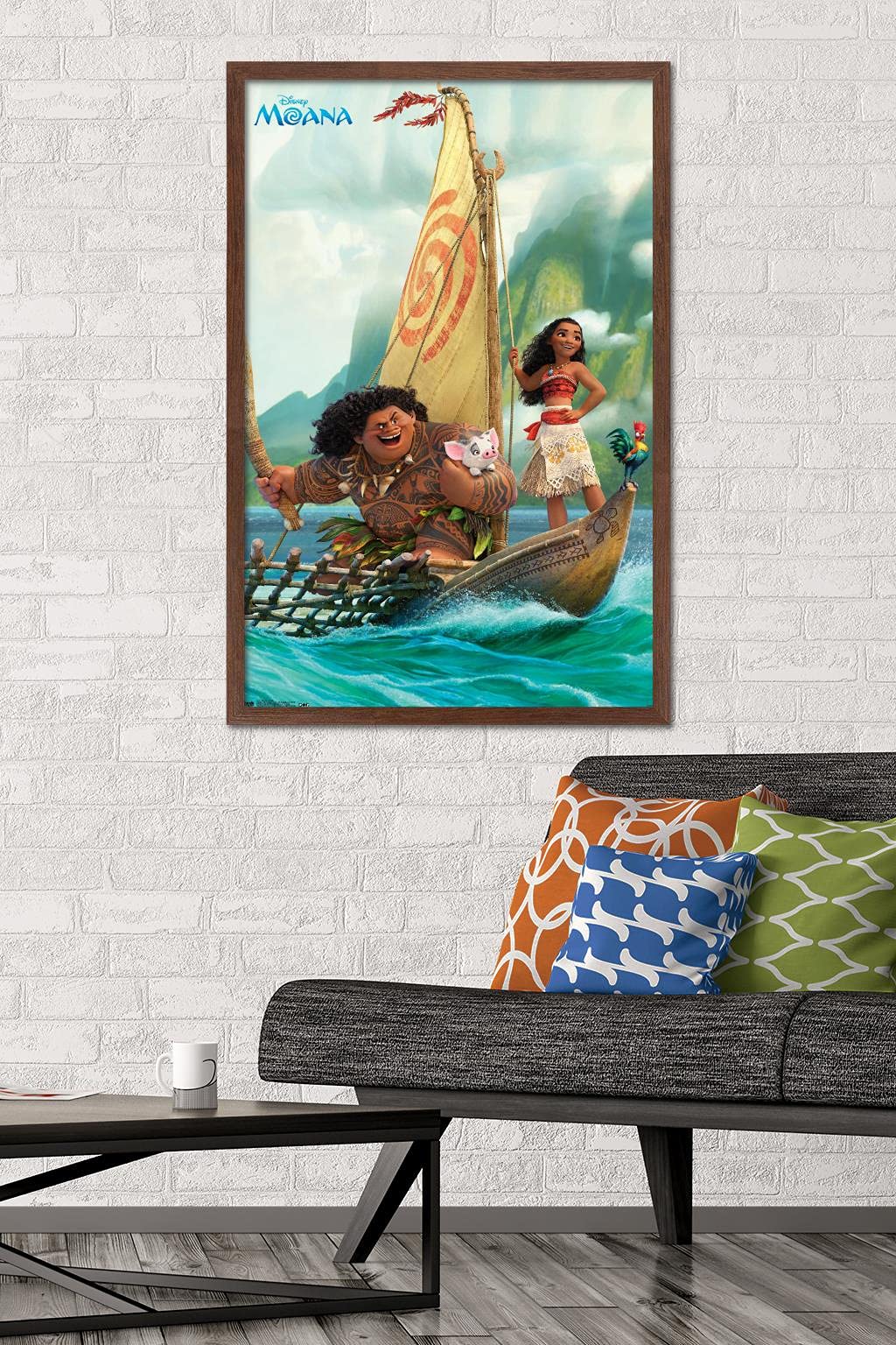 Trends International Disney Moana - Group Wall Poster, 22.37'' X 34.00'', Mahogany Framed Version