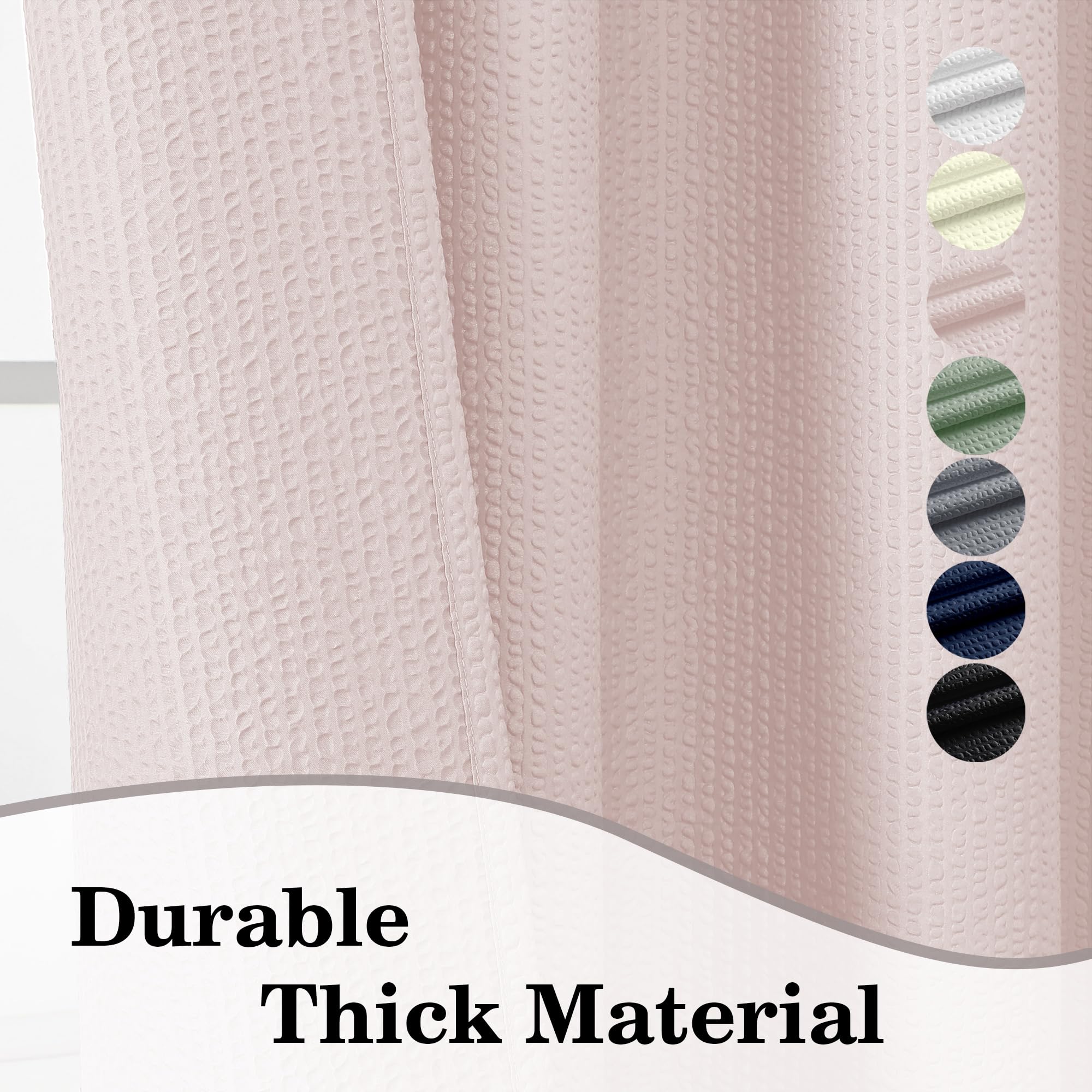Ovzme Berry 78 Inch Shower Curtain Set With 12 Plastic Hooks, 3D Embossed Fabric Blush Pink Shower Curtain For Bathroom - Long S