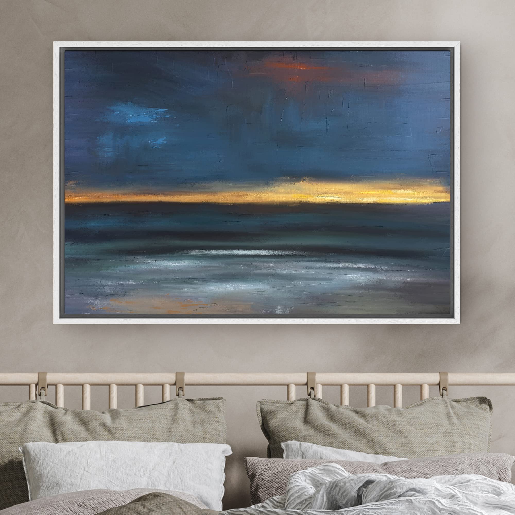 SIGNWIN Framed Canvas Wall Art Colorful Abstract Canvas Prints Home Artwork for Living Room Bedroom - 16''x24'' White