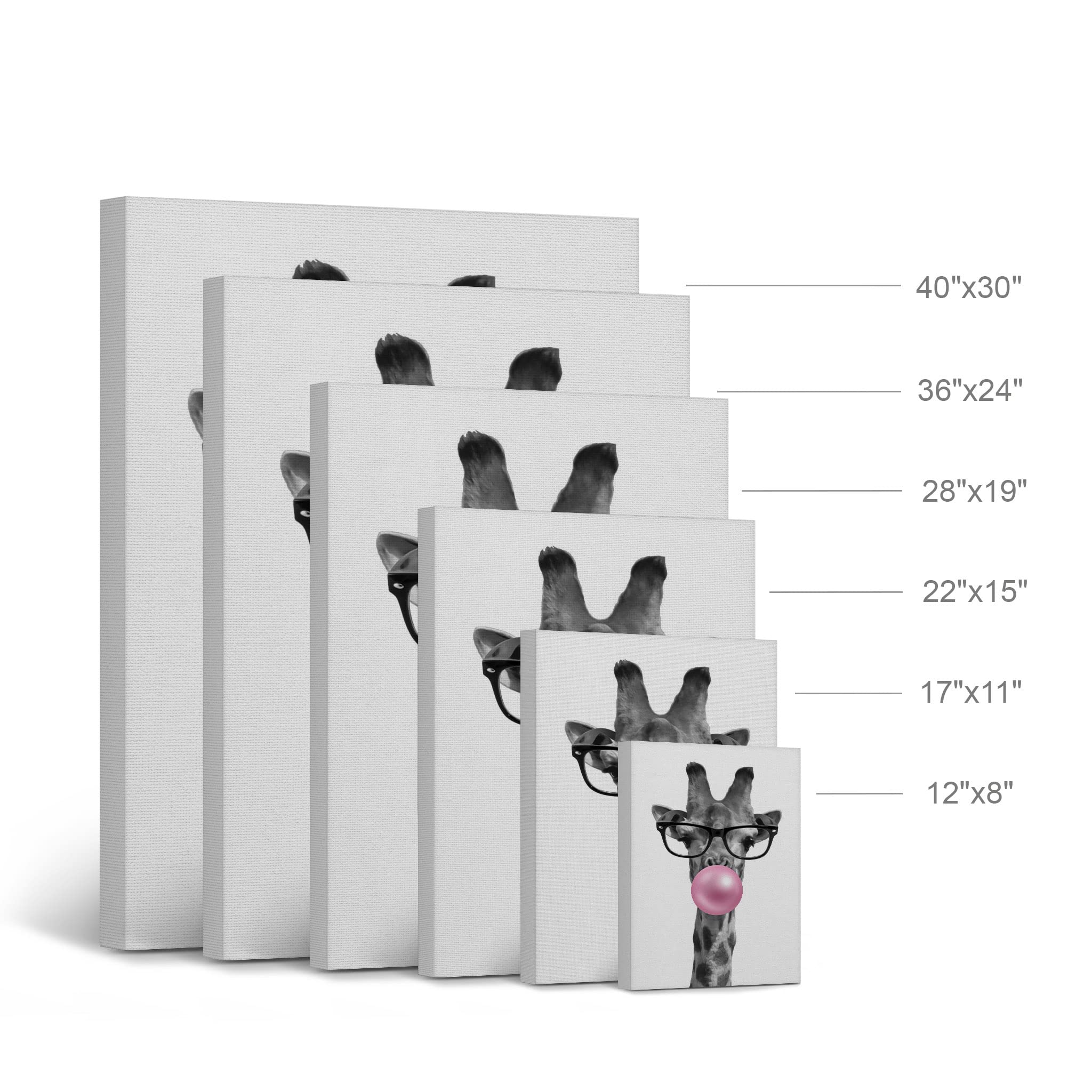Smile Art Design Cute Giraffe With Glasses Animal Bubble Gum Art Pink Canvas Print Black And White Wall Art Home Decor Pop Art L