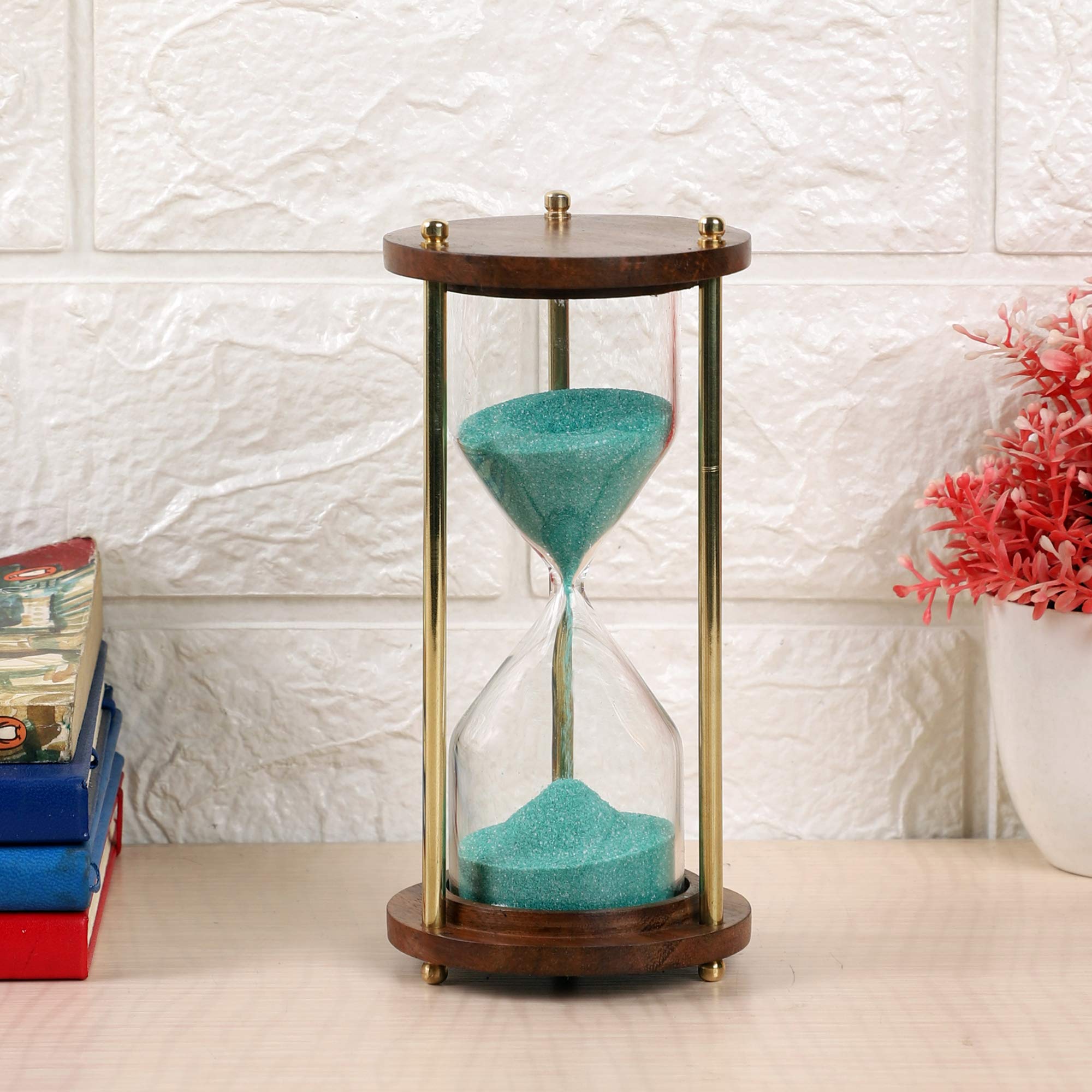 Ximdeco Nautical Vintage Style Brass And Wood Purple Sand Timer Sand Glass Hour Glass Sand Clock Ideal For Exercise Making Tea 5