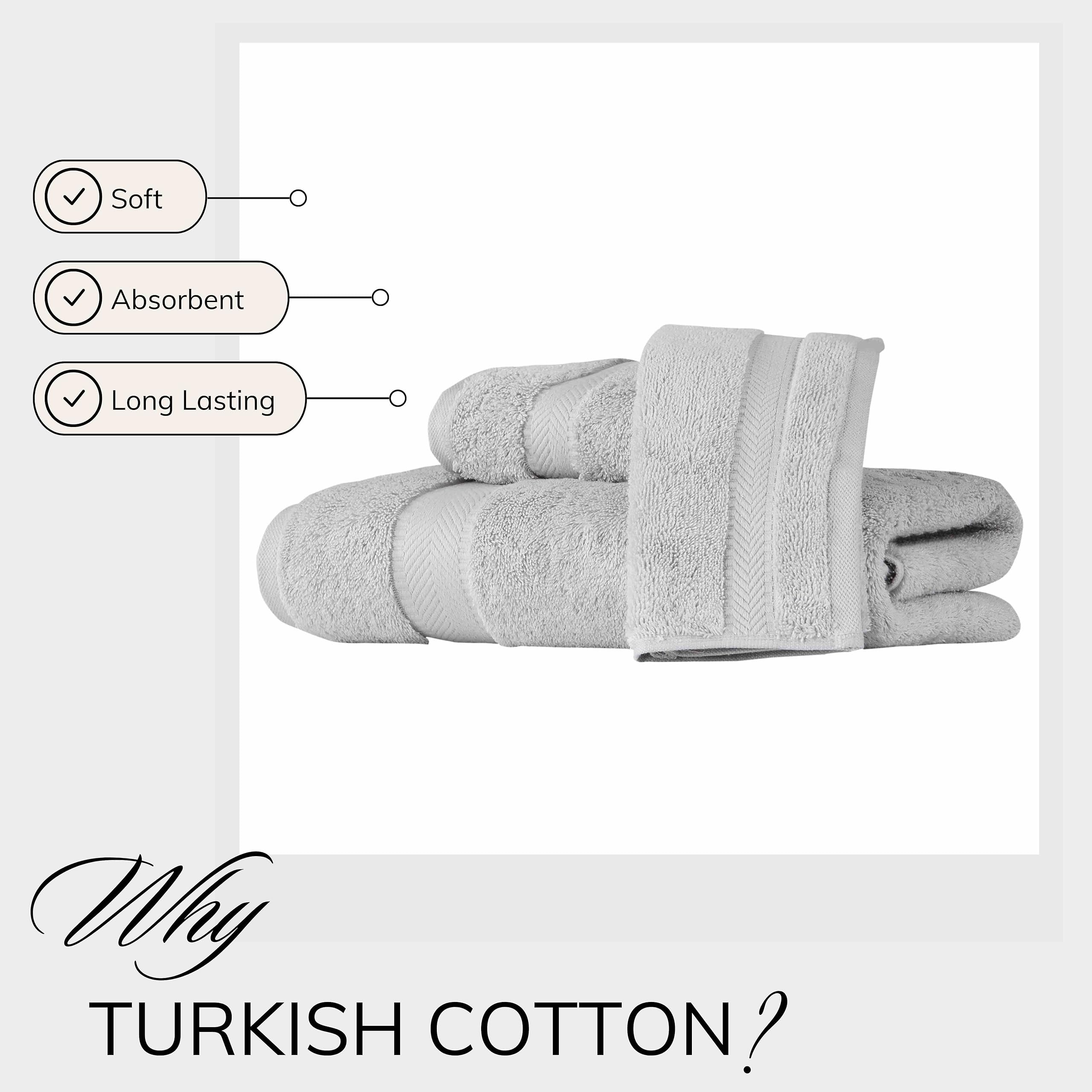 Textilom 100% Turkish Cotton 3 Pcs Bath Towel Set, Light Grey, Soft & Absorbent, Quick Dry & Durable, Chemical Free