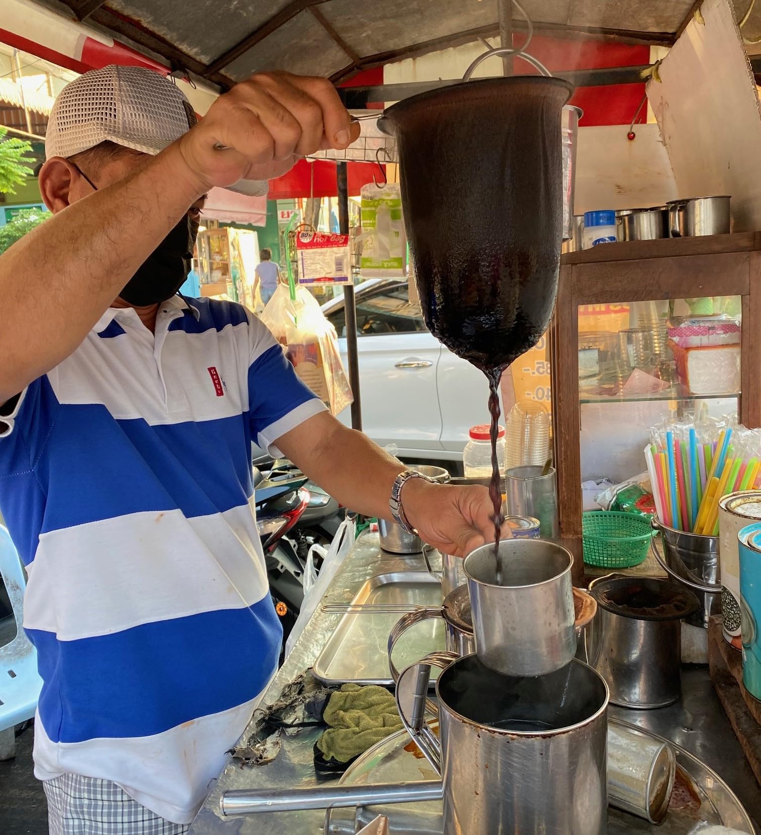 The Thika : 5.3    Large Reusable Coffee/Tea Filter Traditional Thai Style,Coffee Strainer, Cloth Tea Filter Sock, Pour Over Cof