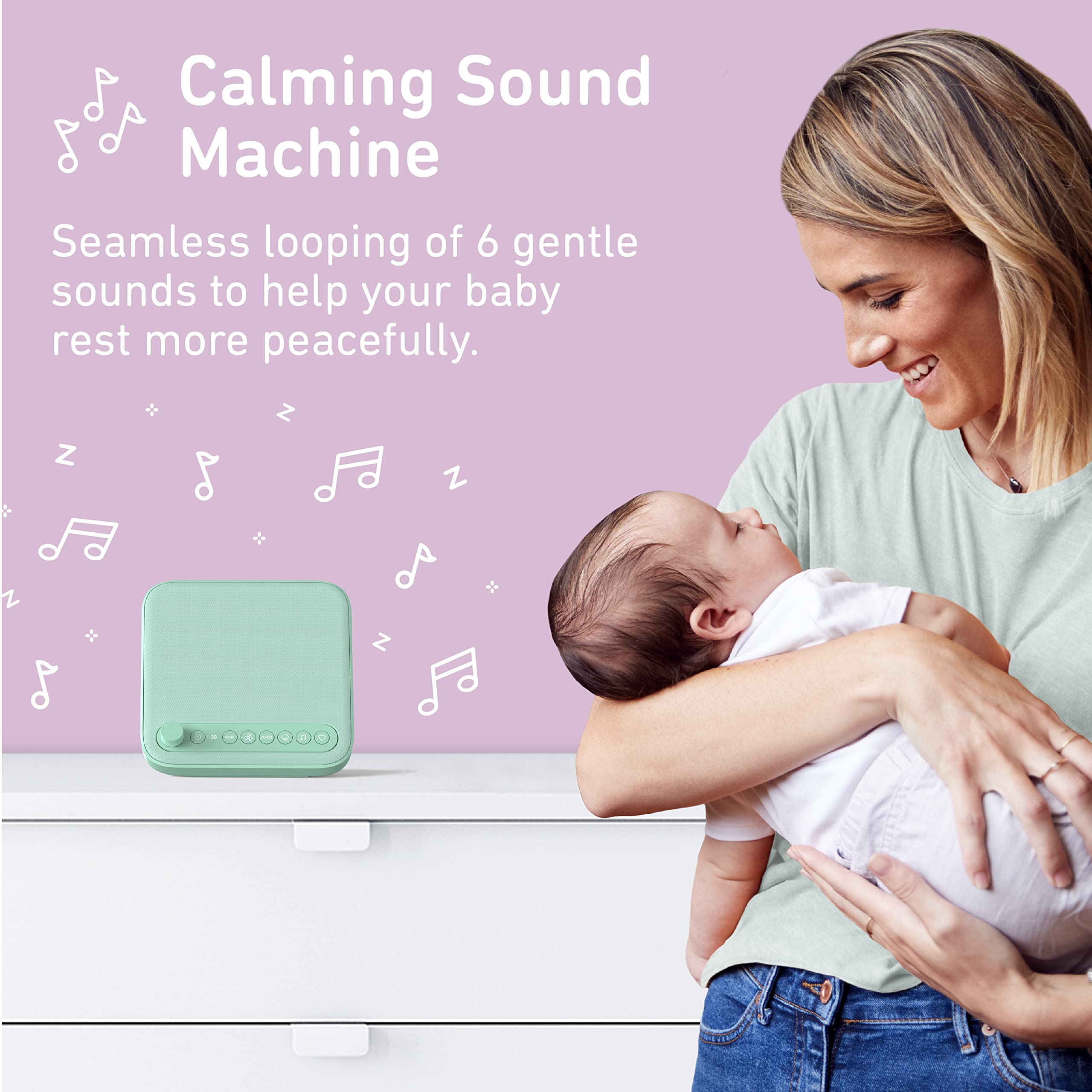 Pure Enrichment Purebaby Sound Machine - All-Natural Sounds Include Lullaby, Heartbeat, White Noise, Fan, Ocean, And Rain, With