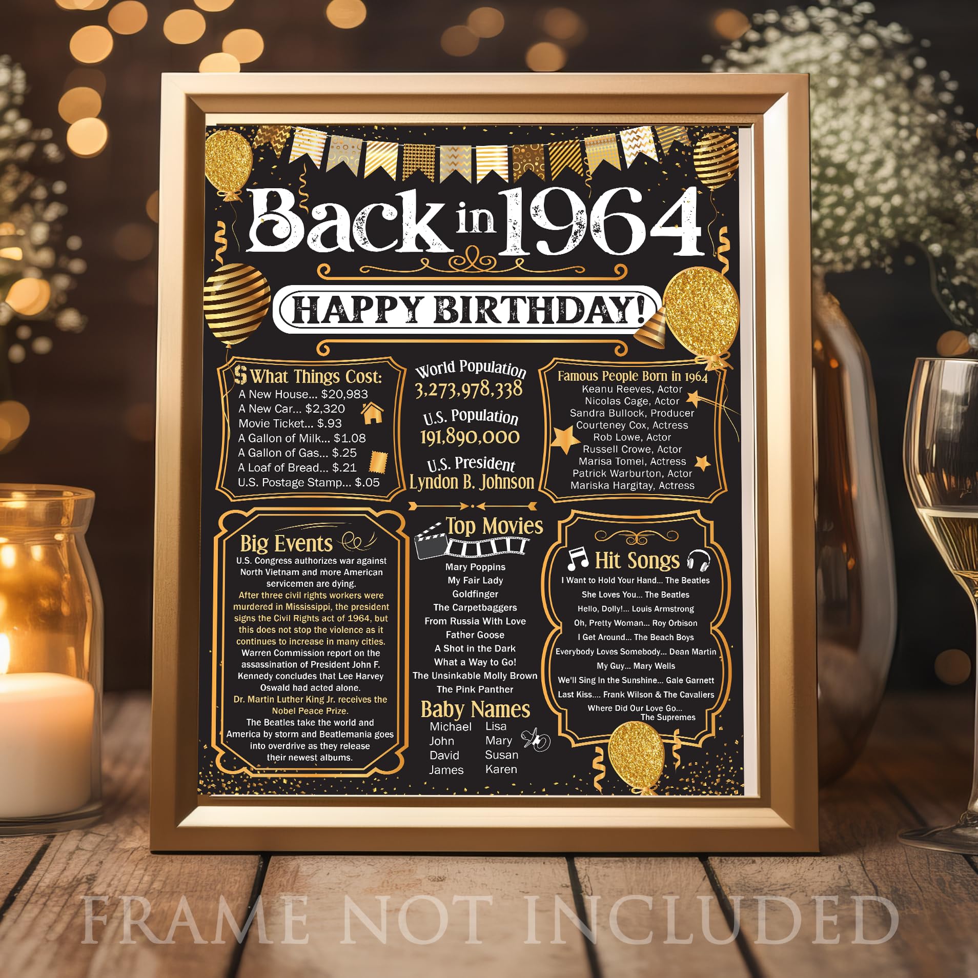 61st Birthday Party Decorations for 61st Birthday (Sixty-one) - Remembering The Year 1964 - Party Supplies - Gifts for Men and W