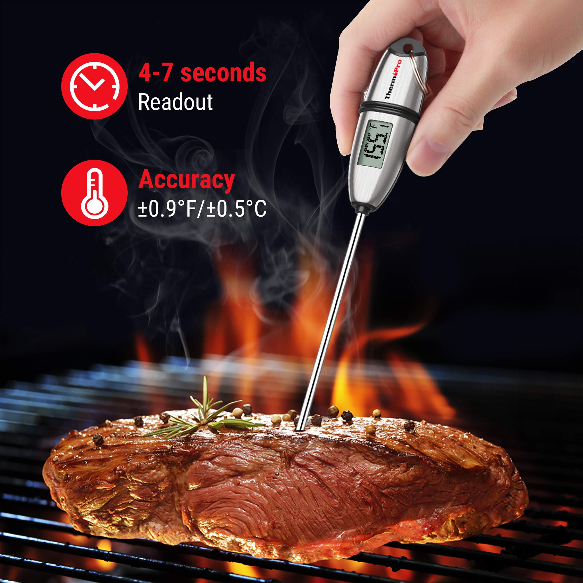 Thermopro Tp-02S Instant Read Meat Thermometer Digital Cooking Food Thermometer With Super Long Probe For Grill Candy Kitchen Bb