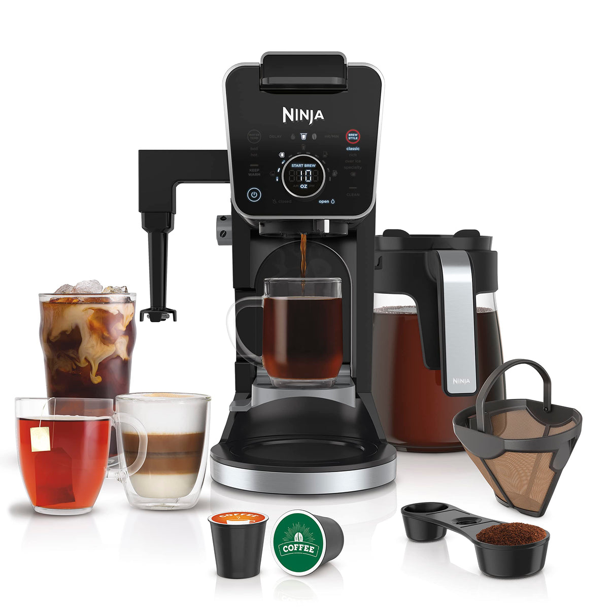 Ninja Hot And Iced Coffee Maker, Single Serve Coffee Maker And Drip Coffee Machine, Dualbrew Pro Specialty 12-Cup With K-Cup Com