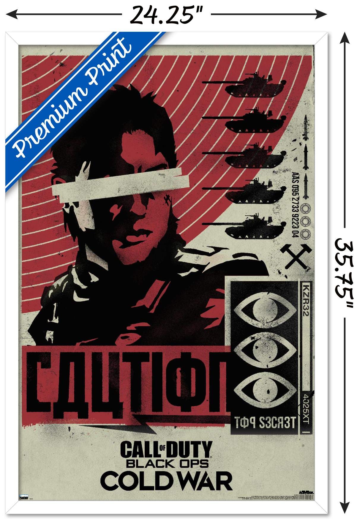 Trends International Call Of Duty: Black Ops Cold War - Caution Wall Poster, 22.375'' X 34'', White Framed Version