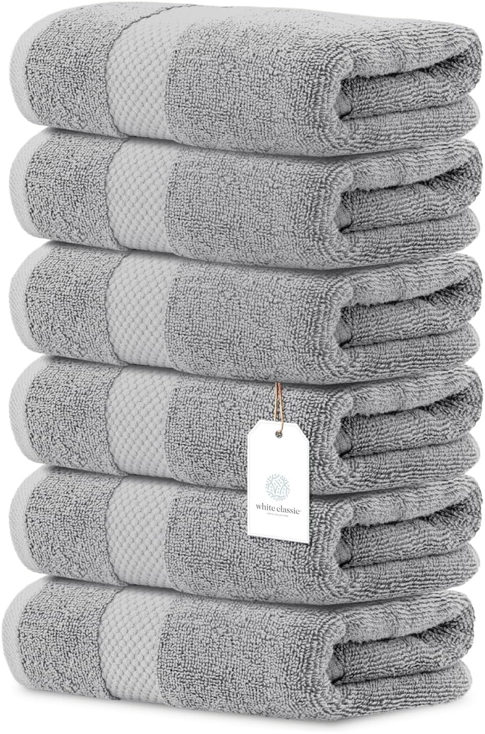 White Classic Luxury Dolphin Gray Hand Towels - Soft Circlet Egyptian Cotton | Highly Absorbent Hotel Spa Bathroom Towel Collect