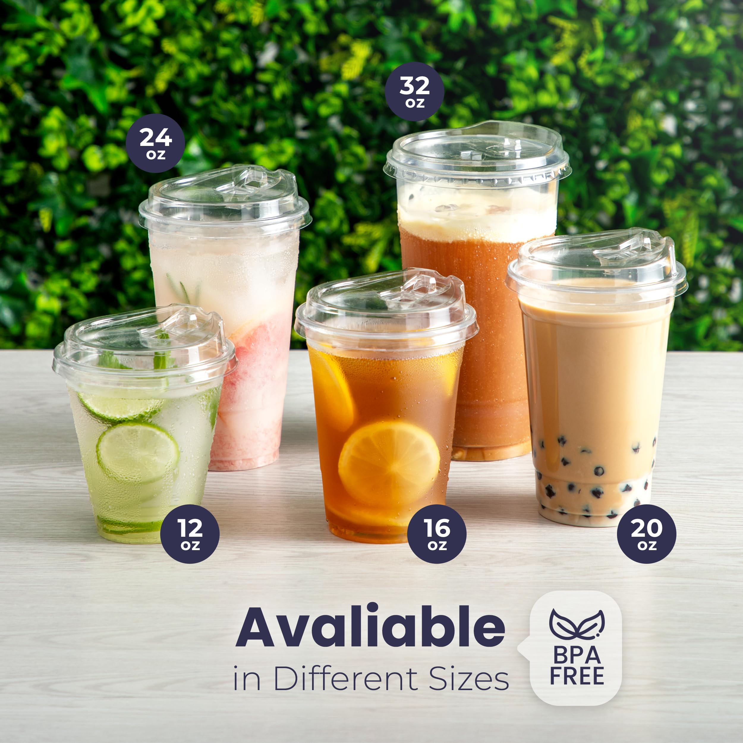 [50 Pack] Disposable Strawless Plastic Cups with Lids - 20 Oz Clear Plastic Cups and Sippy Cups Lids  Perfect Eco-Friendly To Go Cups for Iced Coffee  Smoothies  Soda Party Drinks and Cafe Essentials