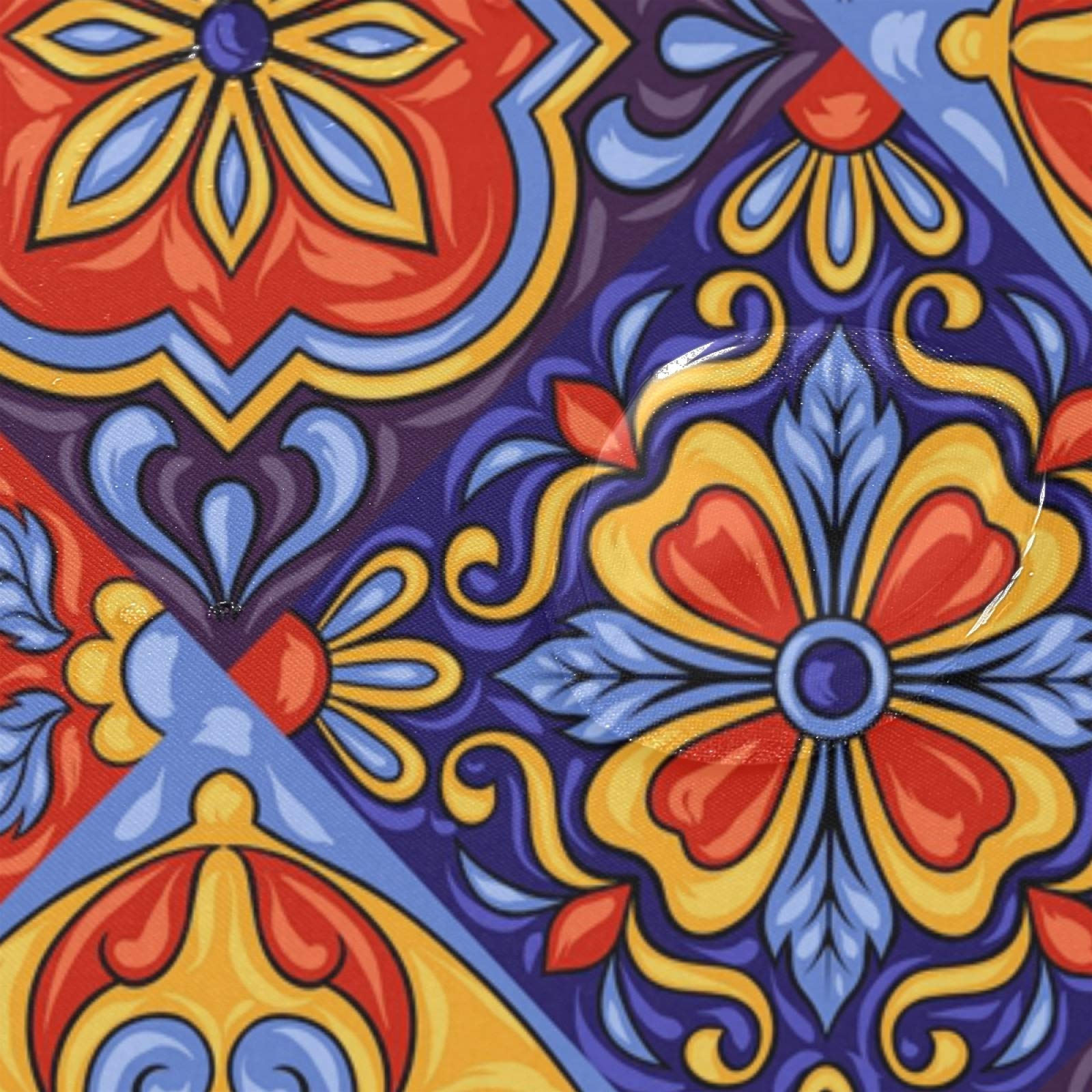 Wellday Shower Curtain Mexican Talavera Ceramic Tile Pattern Bathroom Decor Waterproof Fabric With Hooks 60X72 Inch