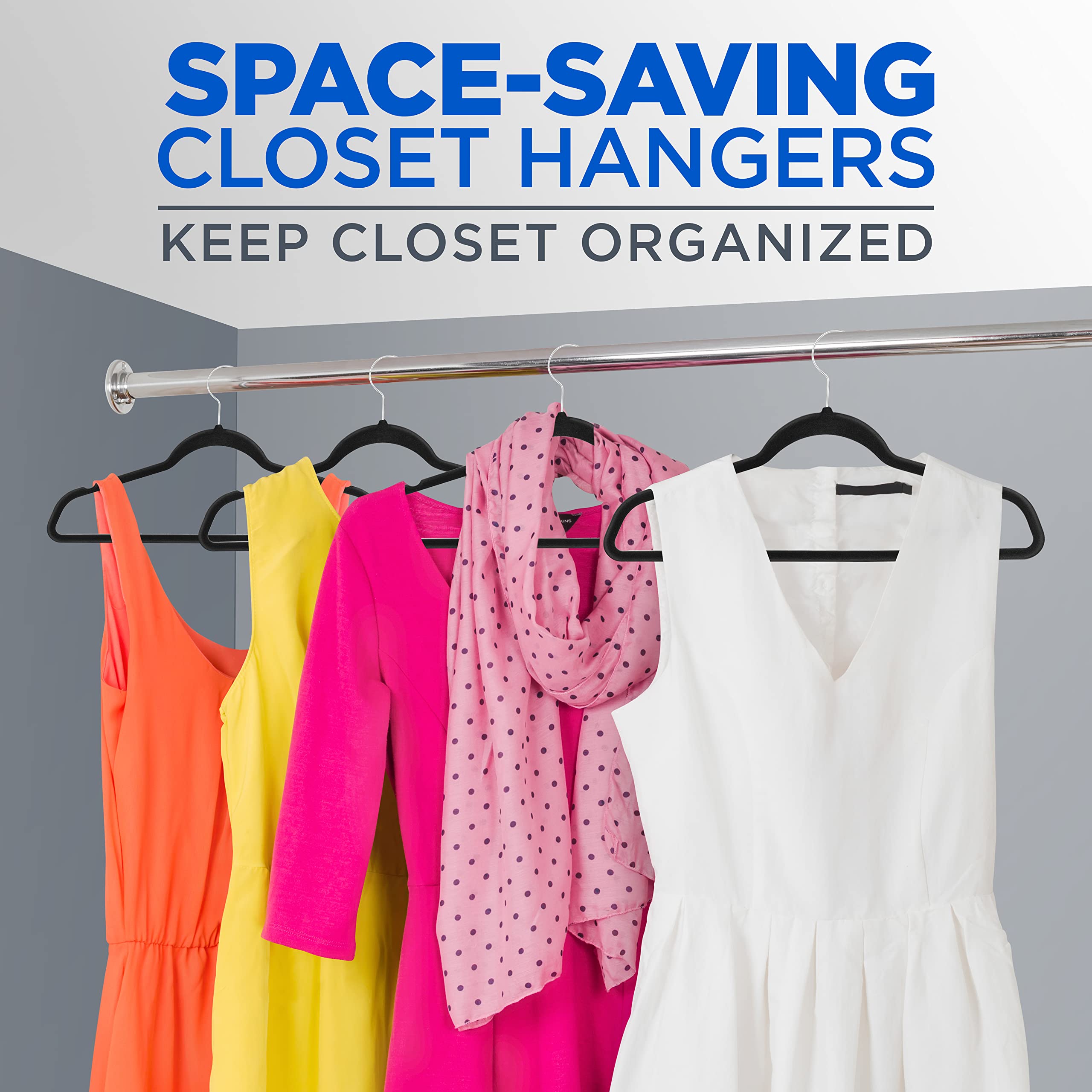 Serenelife Premium Non-Slip Velvet Hangers-Space Saving Heavy Duty Slim Suit Clothes Hanger Set With 360 Degree Swivel Metal Hoo