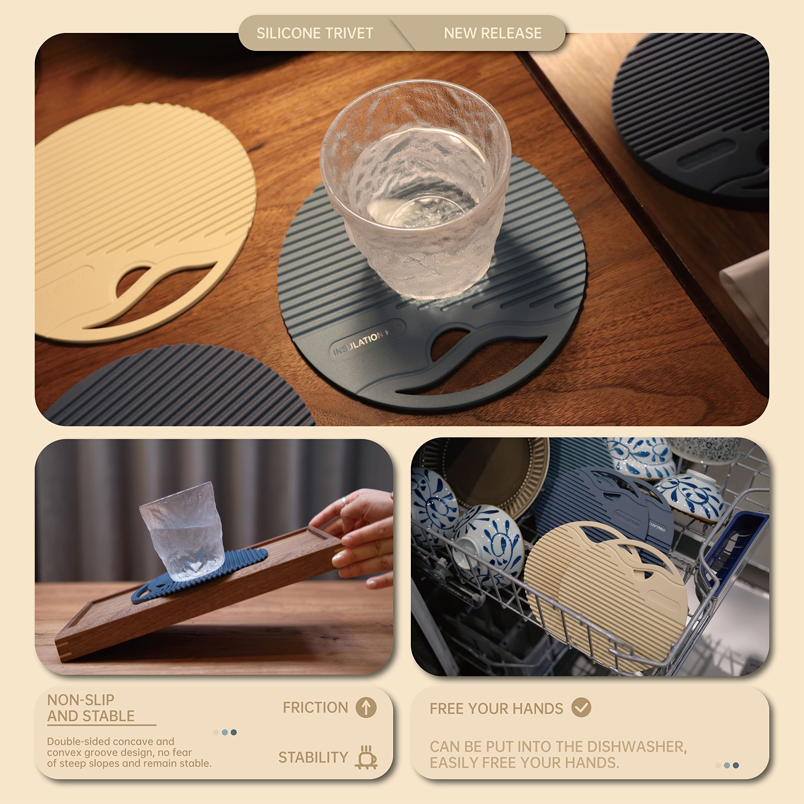 Cosamtec Silicone Trivets For Hot Dishes Heat Resistant Trivets For Hot Pots & Pans Multipurpose & Versatile Hot Pads For Kitche