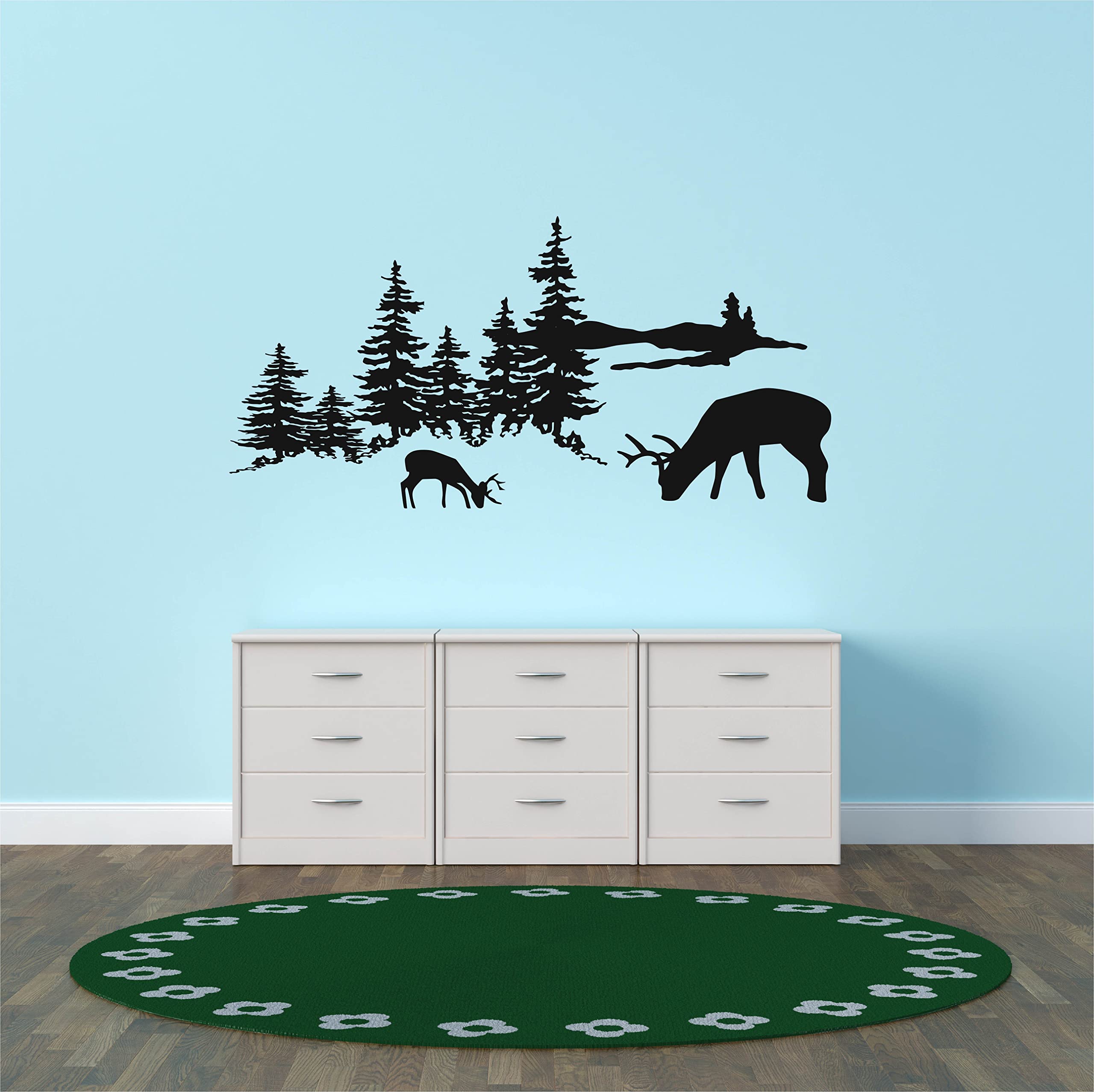 Outdoor Tree Scene Picture Art Decal Sticker For Home Wall Decoration Live In The Outdoors Deer Buck Graphic Designs - Vinyl Wal